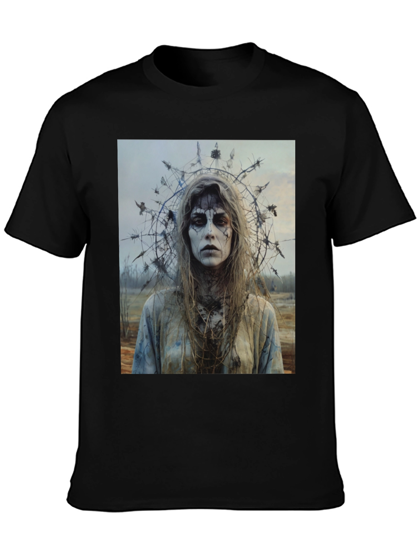 Creepy Woman Portrait T-Shirt - Gothic Halloween Style