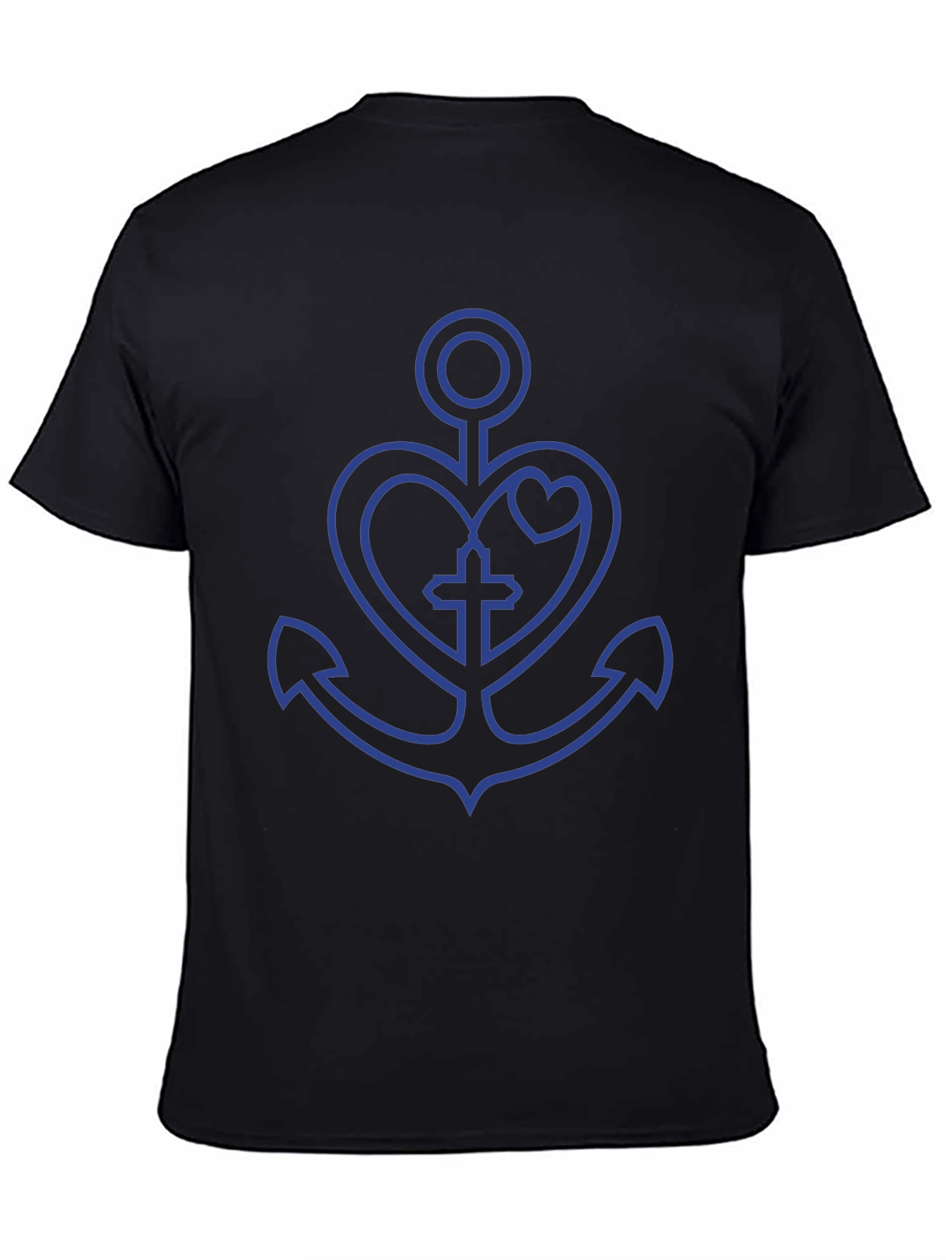 Anchor Heart Cross Graphic Black T-Shirt