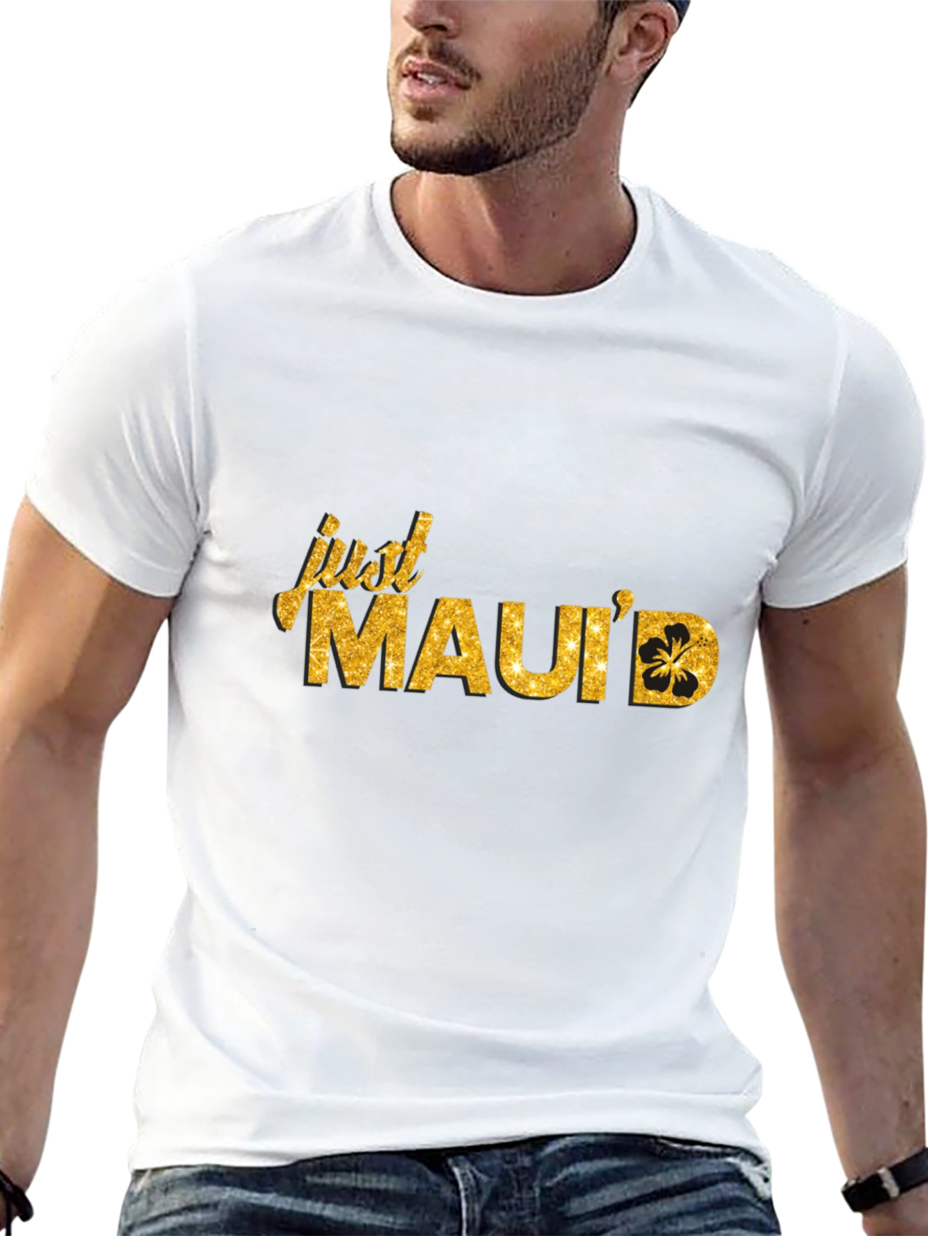 Just Mauid Black T-Shirt with Glitter Design