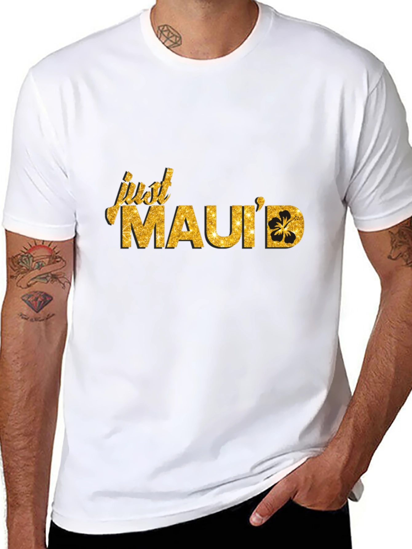 Just Mauid Black T-Shirt with Glitter Design