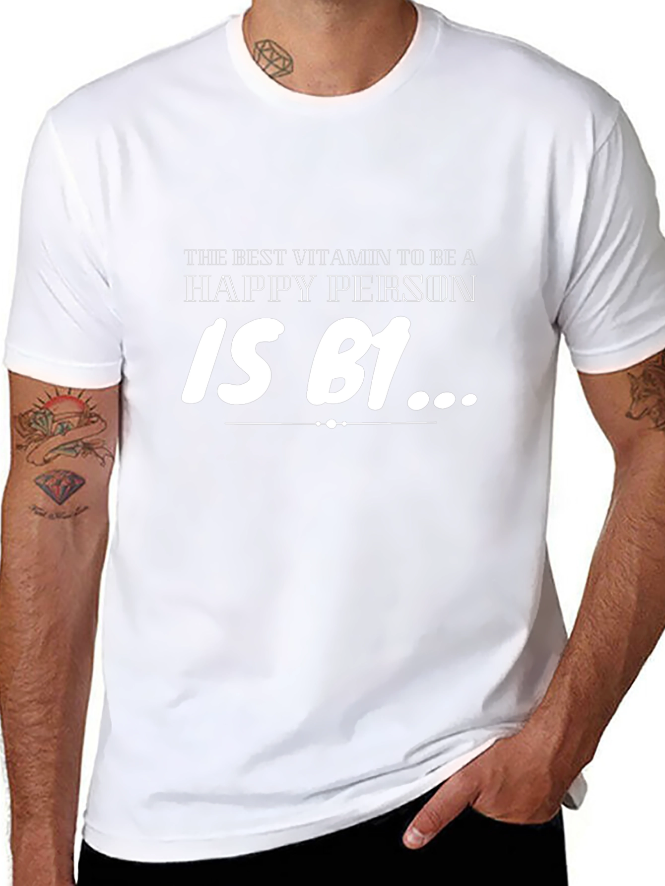 Funny B1 Vitamin Happy Person Black T-Shirt