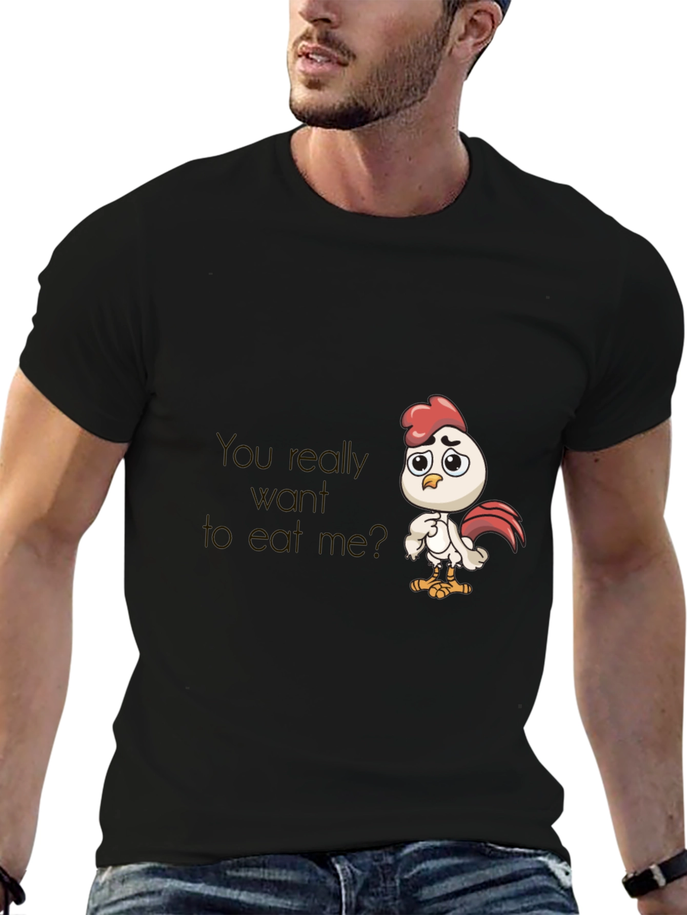 Funny Chicken Graphic Tee - Black T-Shirt