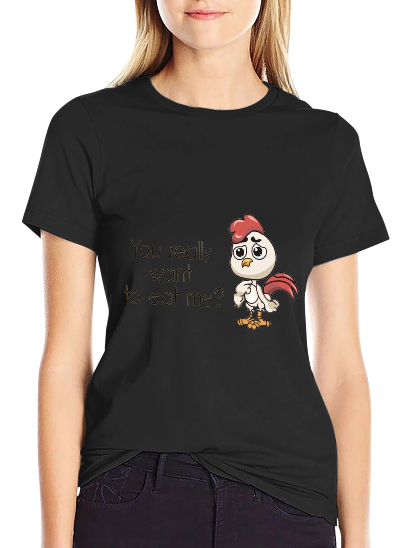 Funny Chicken Graphic Tee - Black T-Shirt