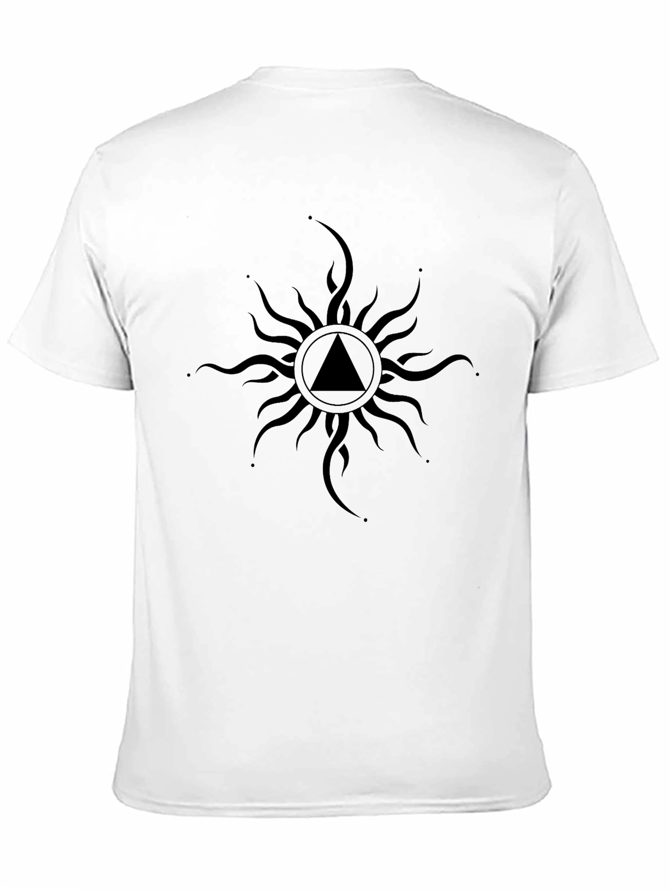 Black T-Shirt with Abstract Sun Design