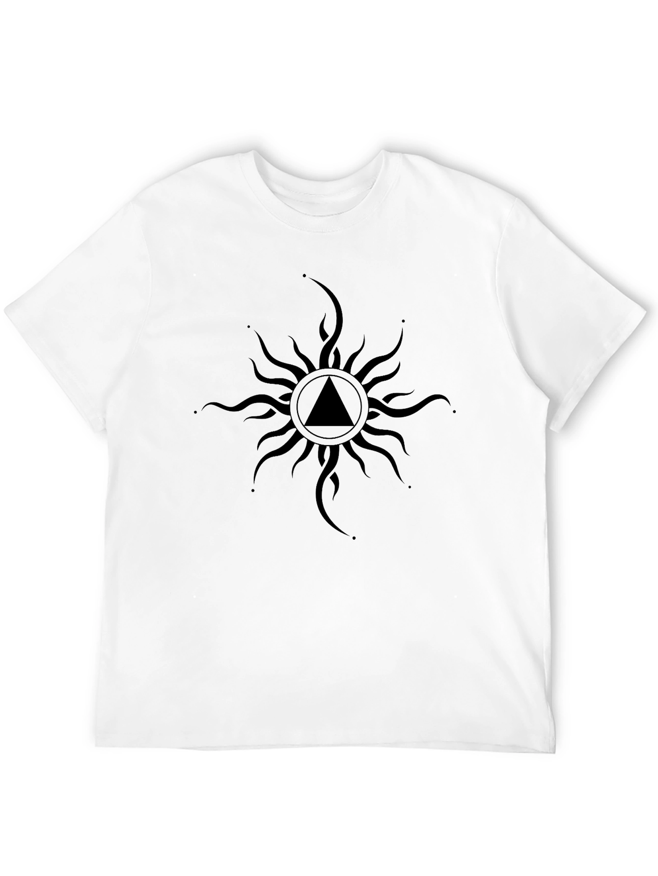 Black T-Shirt with Abstract Sun Design