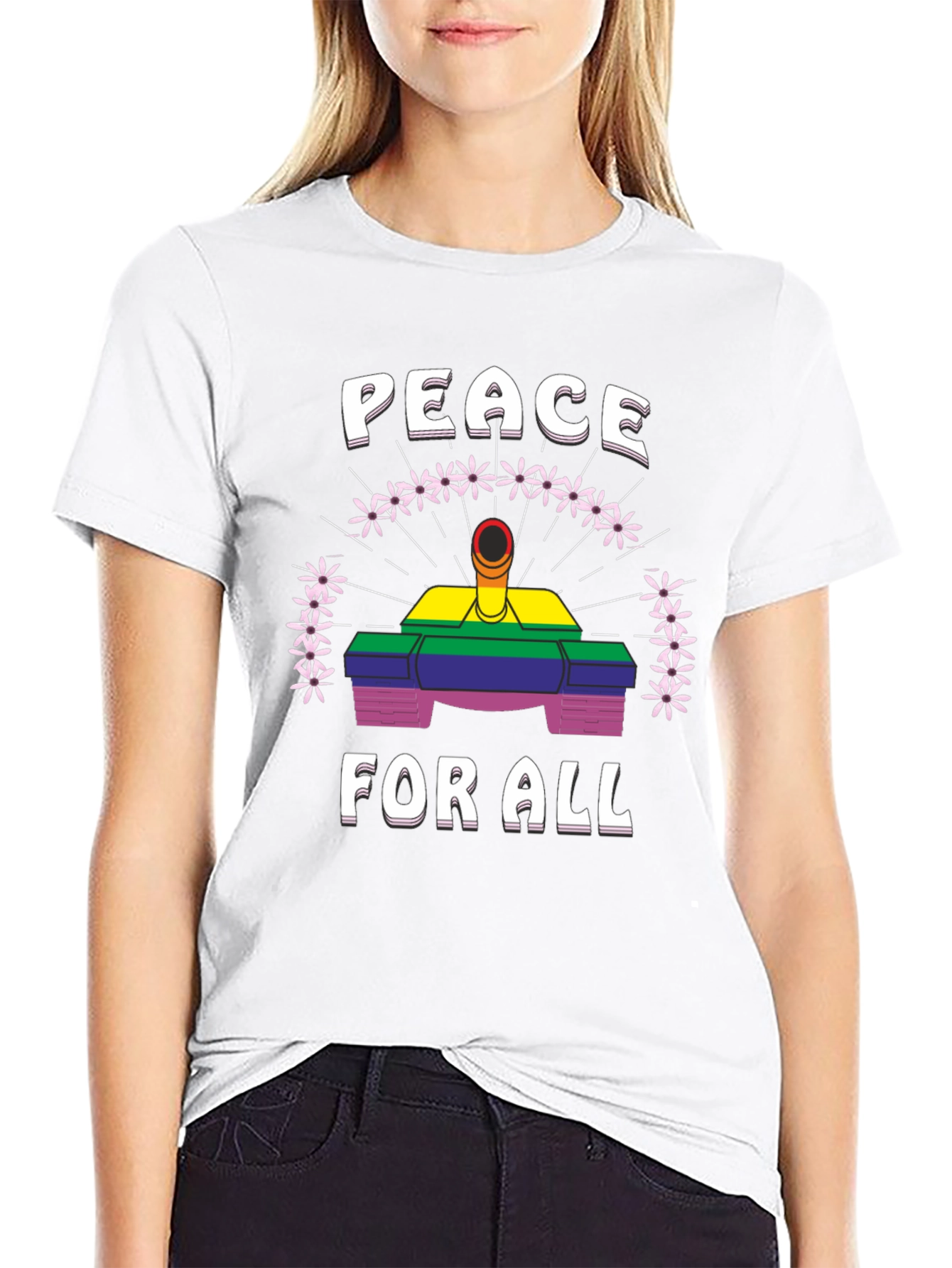 Peace For All Rainbow Tank Graphic Tee