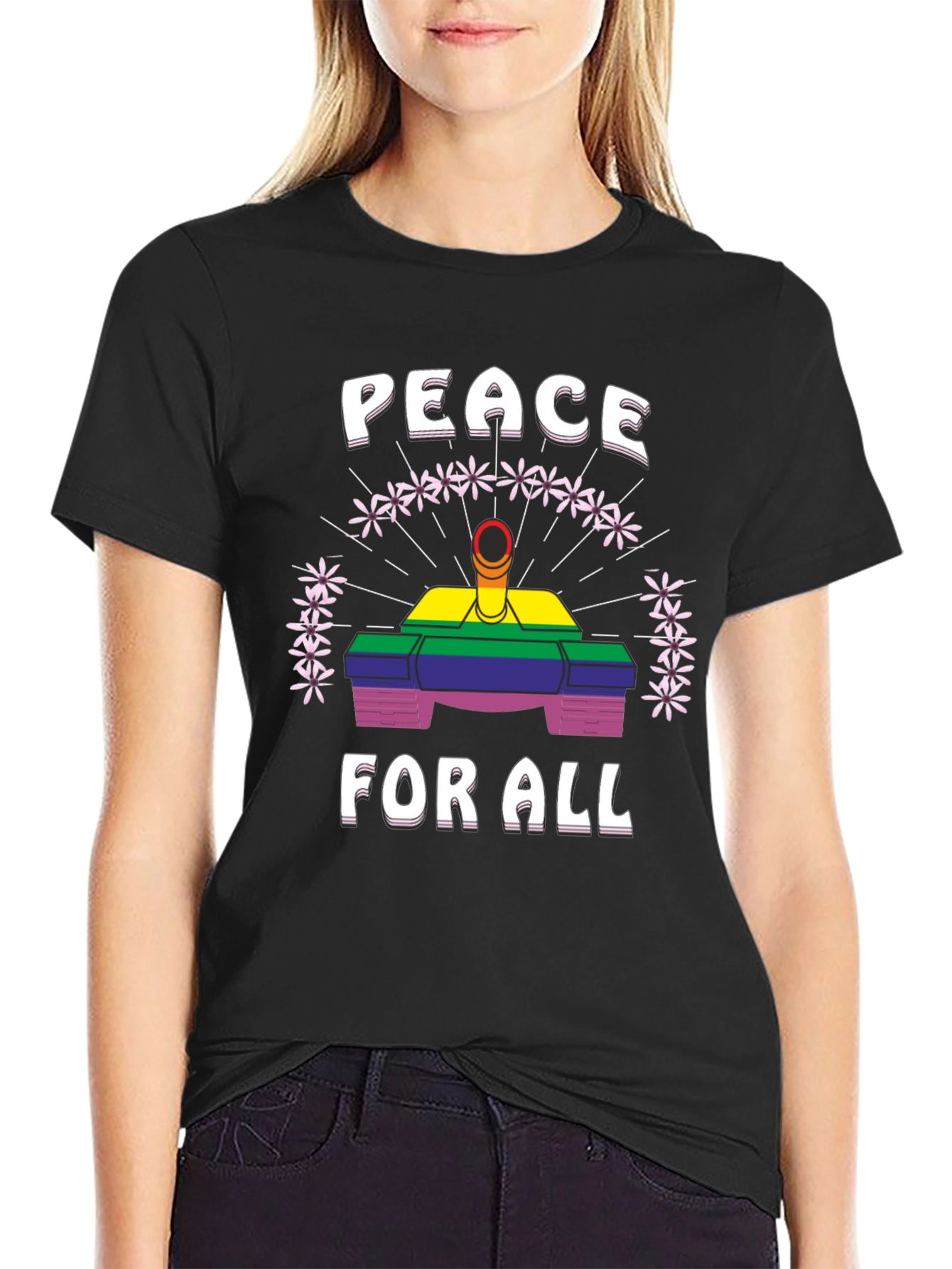 Peace For All Rainbow Tank Graphic Tee