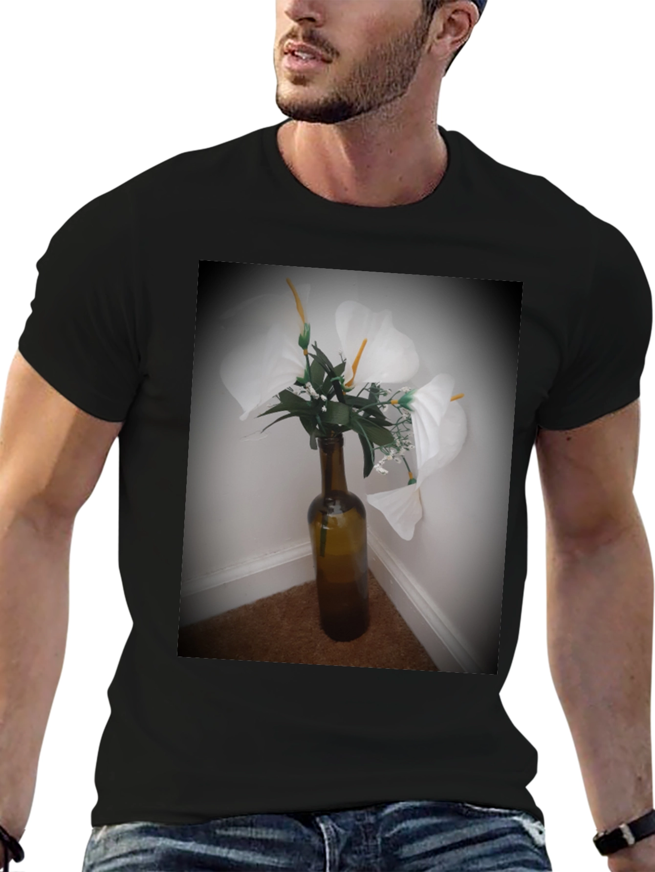 Floral Vase Graphic Tee - Elegant Design