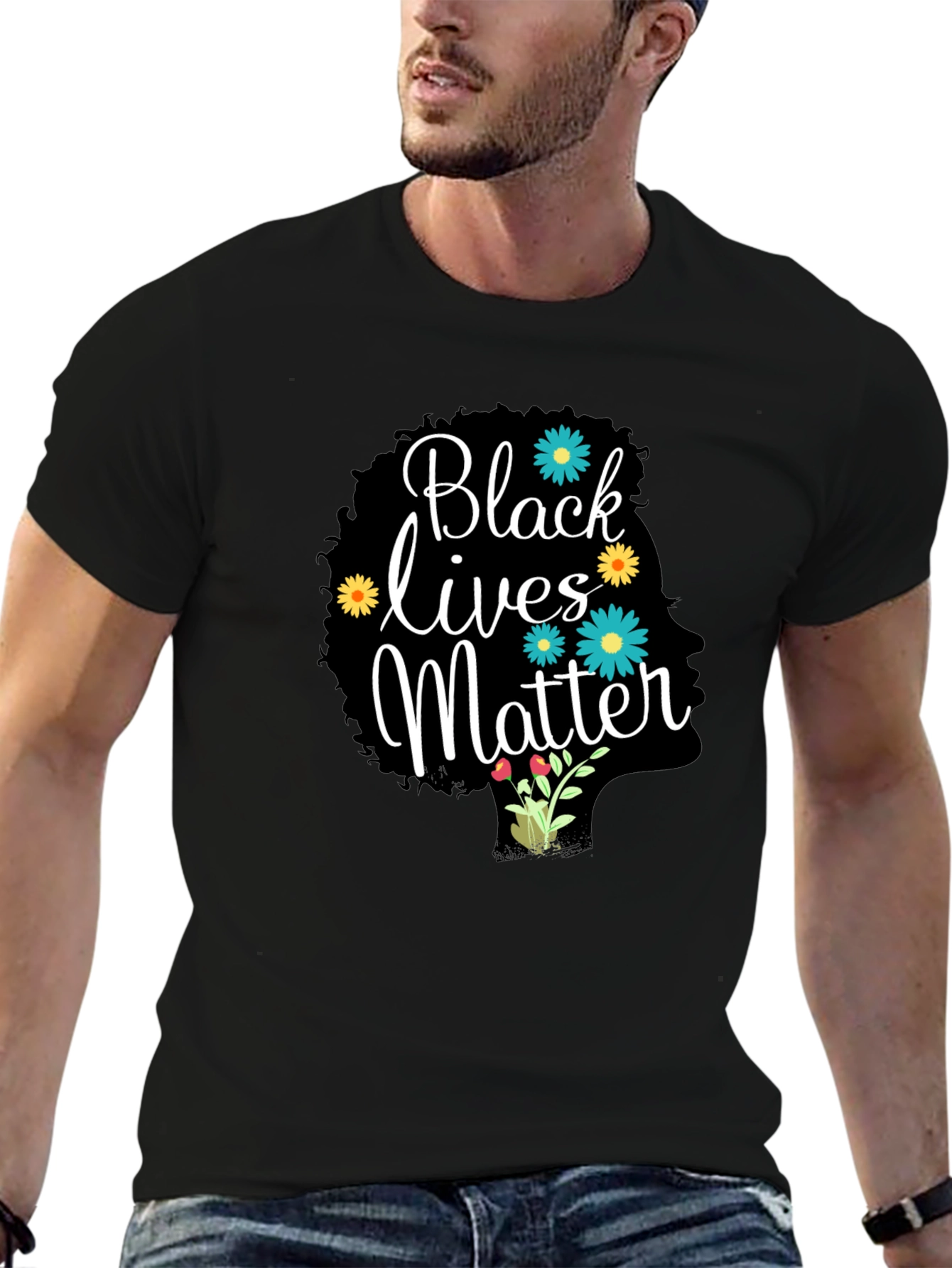 Black Lives Matter Floral Afro Tee