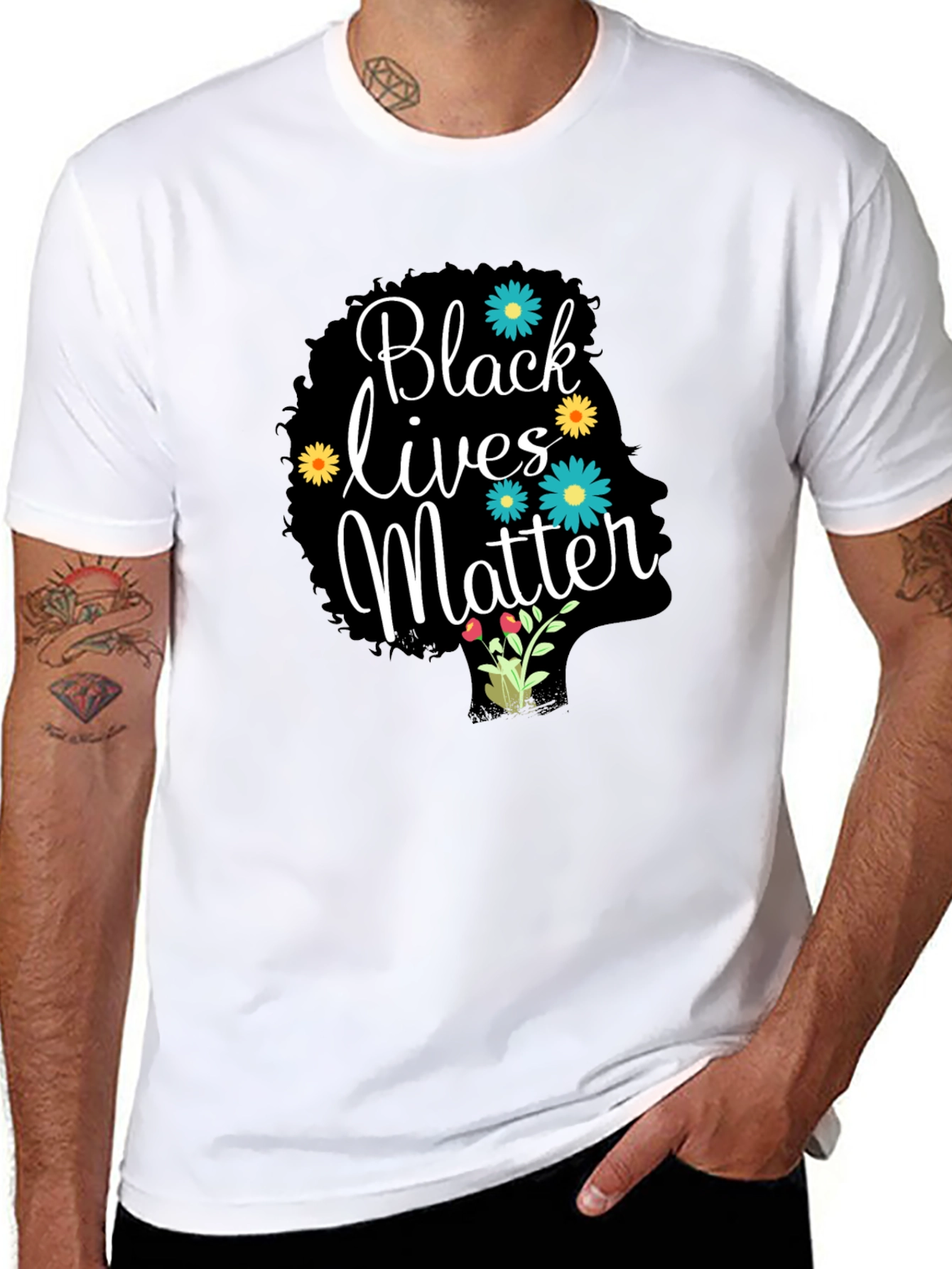 Black Lives Matter Floral Afro Tee