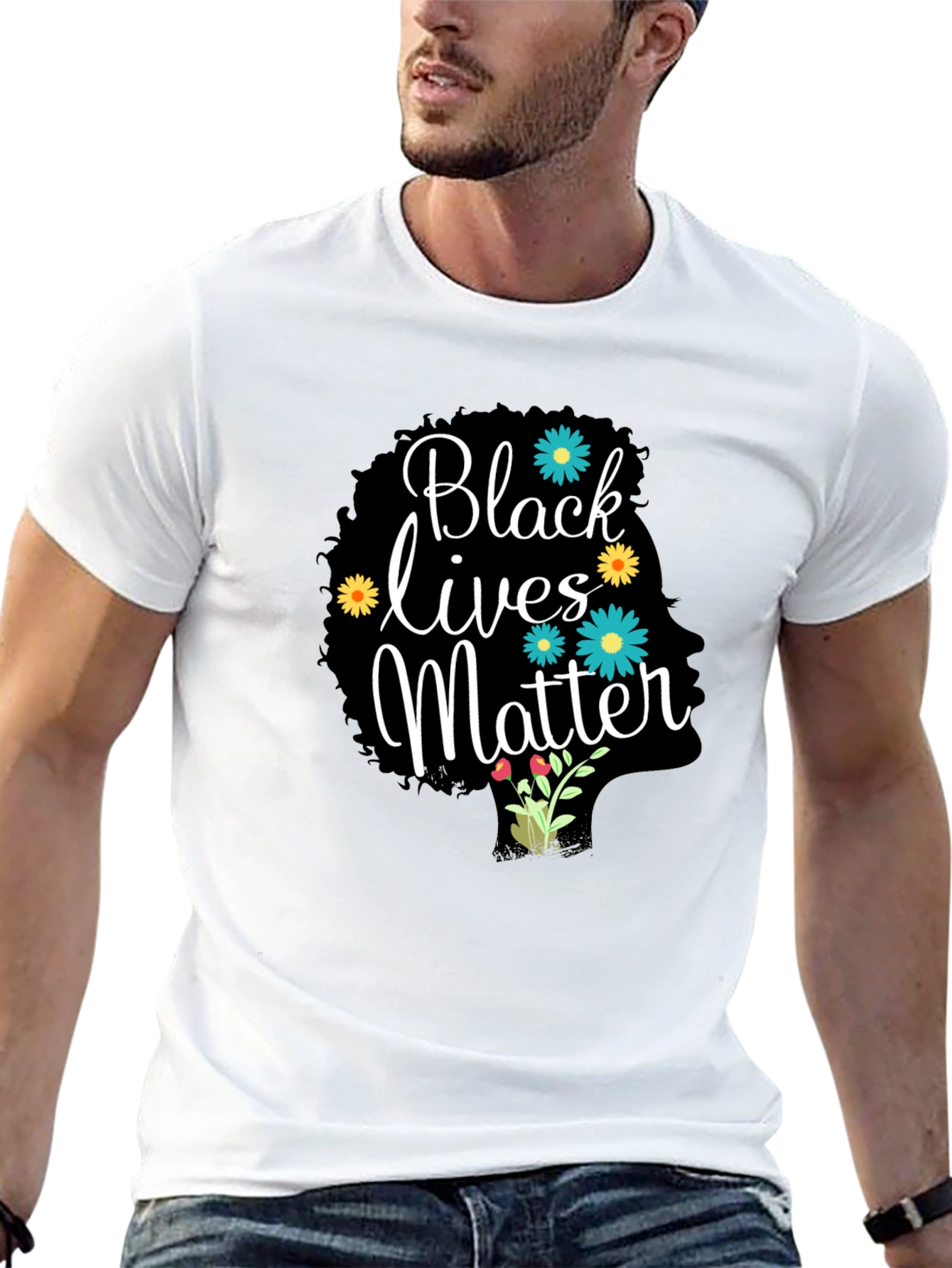 Black Lives Matter Floral Afro Tee