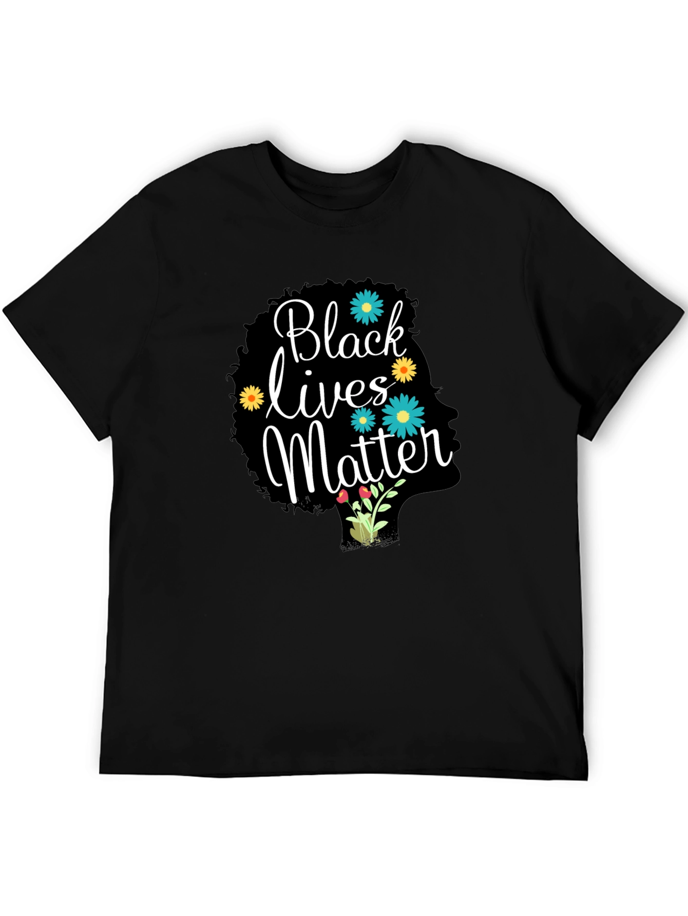 Black Lives Matter Floral Afro Tee