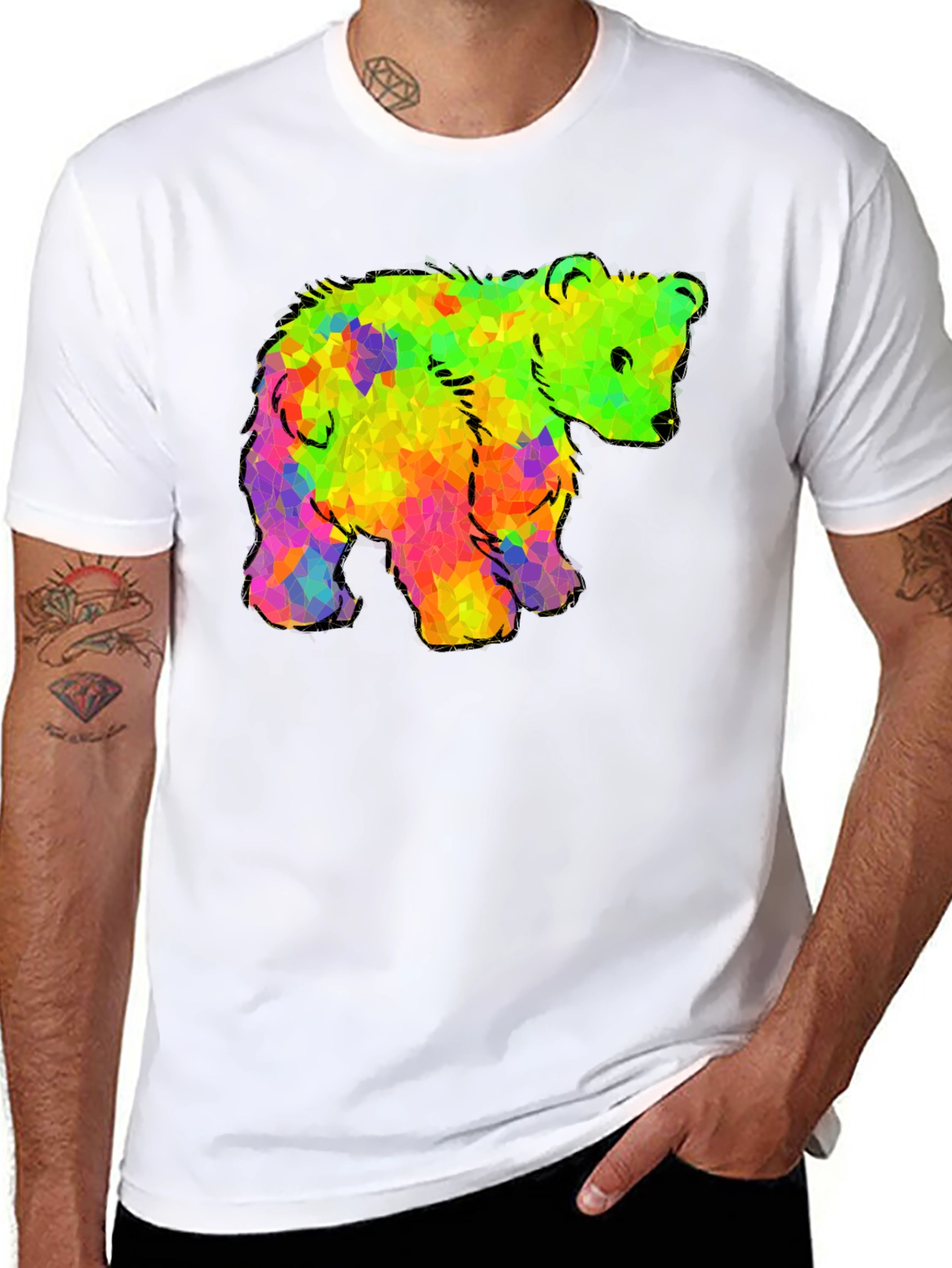 Rainbow Bear Graphic Black T-Shirt