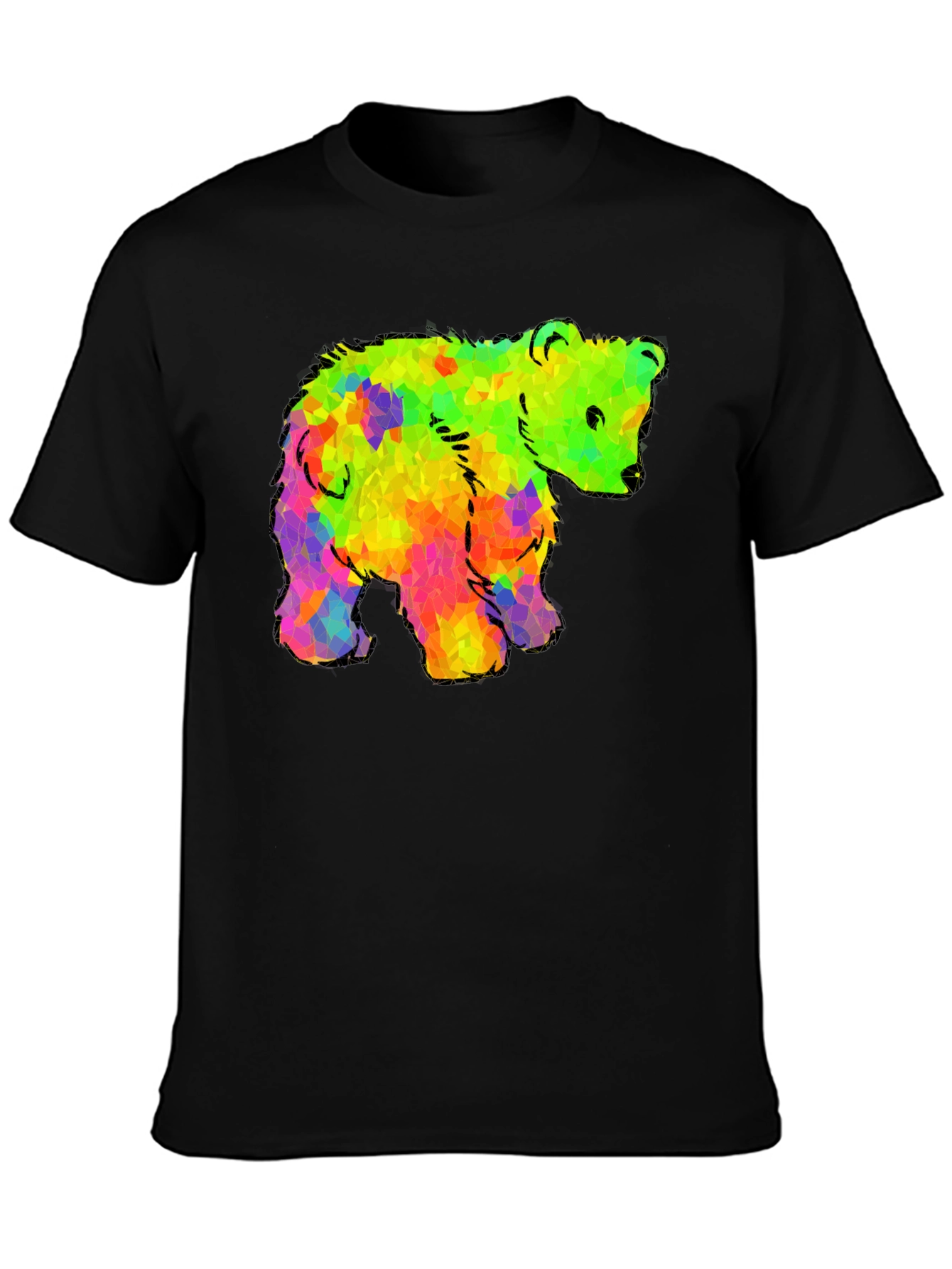 Rainbow Bear Graphic Black T-Shirt