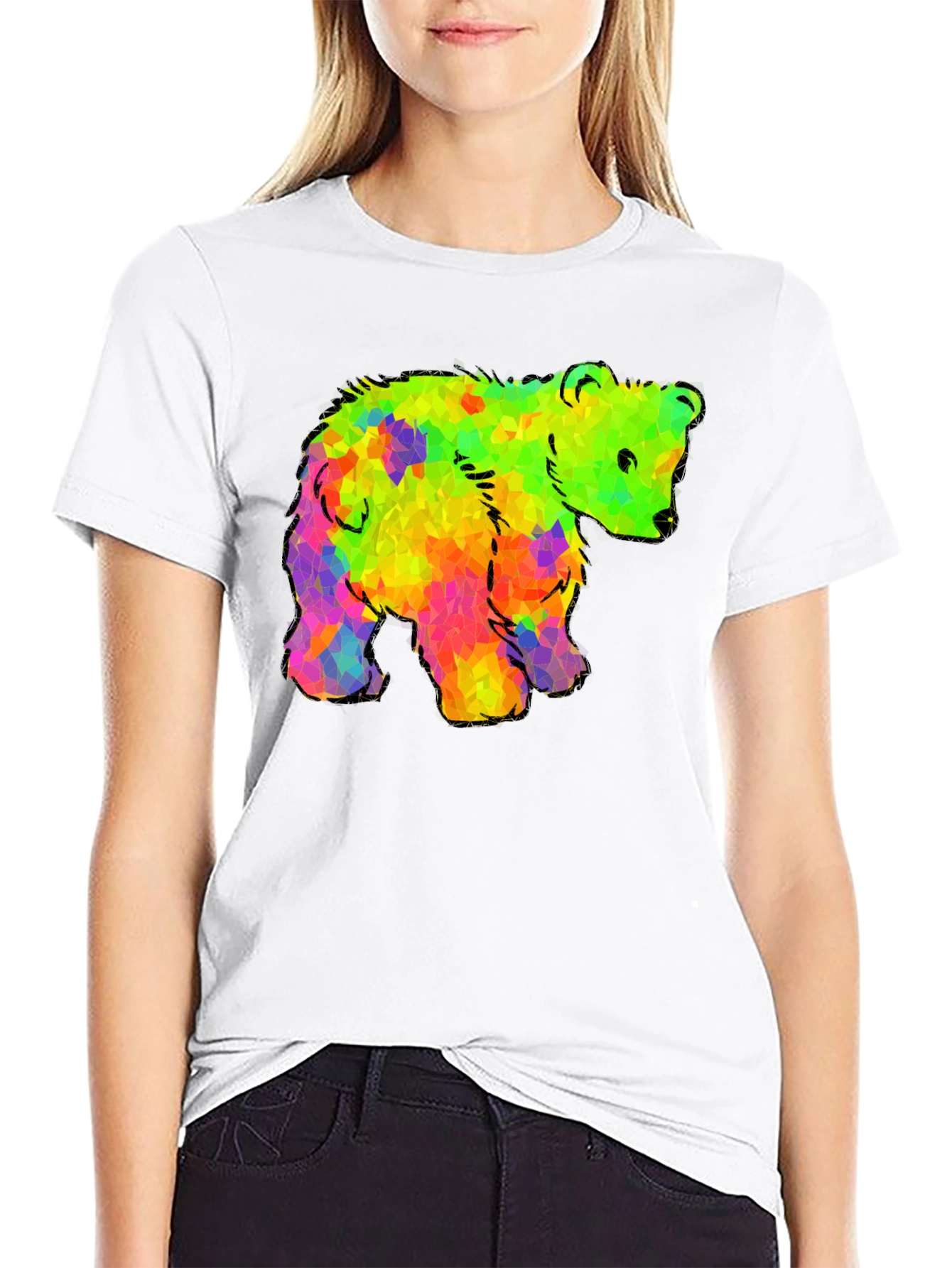Rainbow Bear Graphic Black T-Shirt