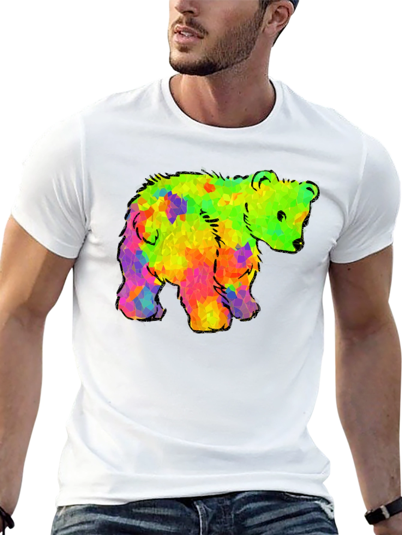 Rainbow Bear Graphic Black T-Shirt