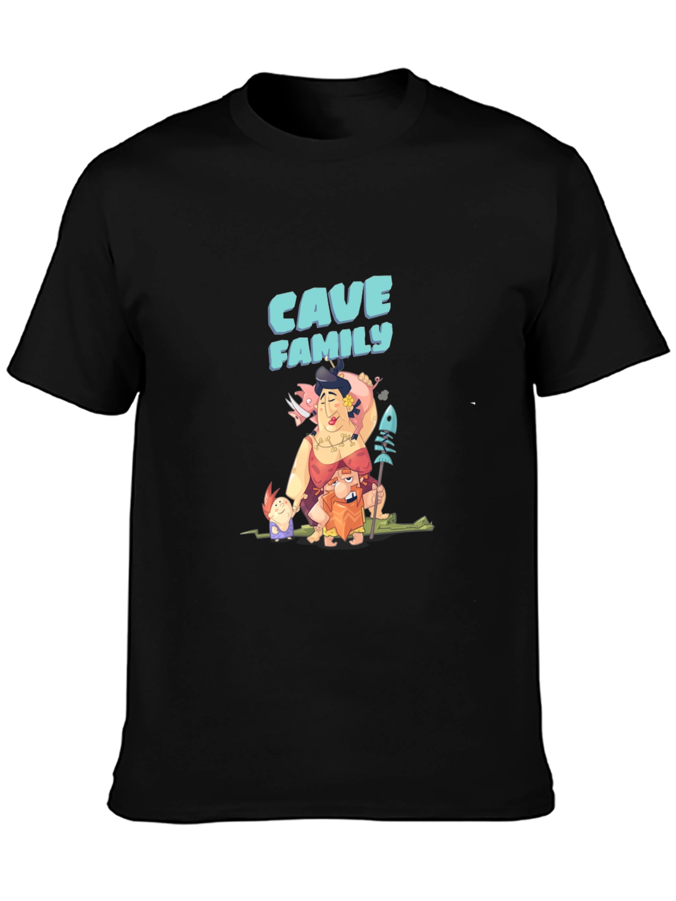 Cave Family Graphic T-Shirt - Black