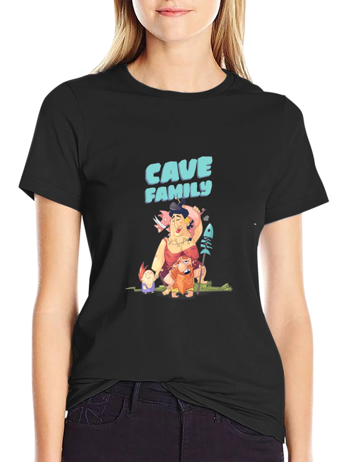 Cave Family Graphic T-Shirt - Black
