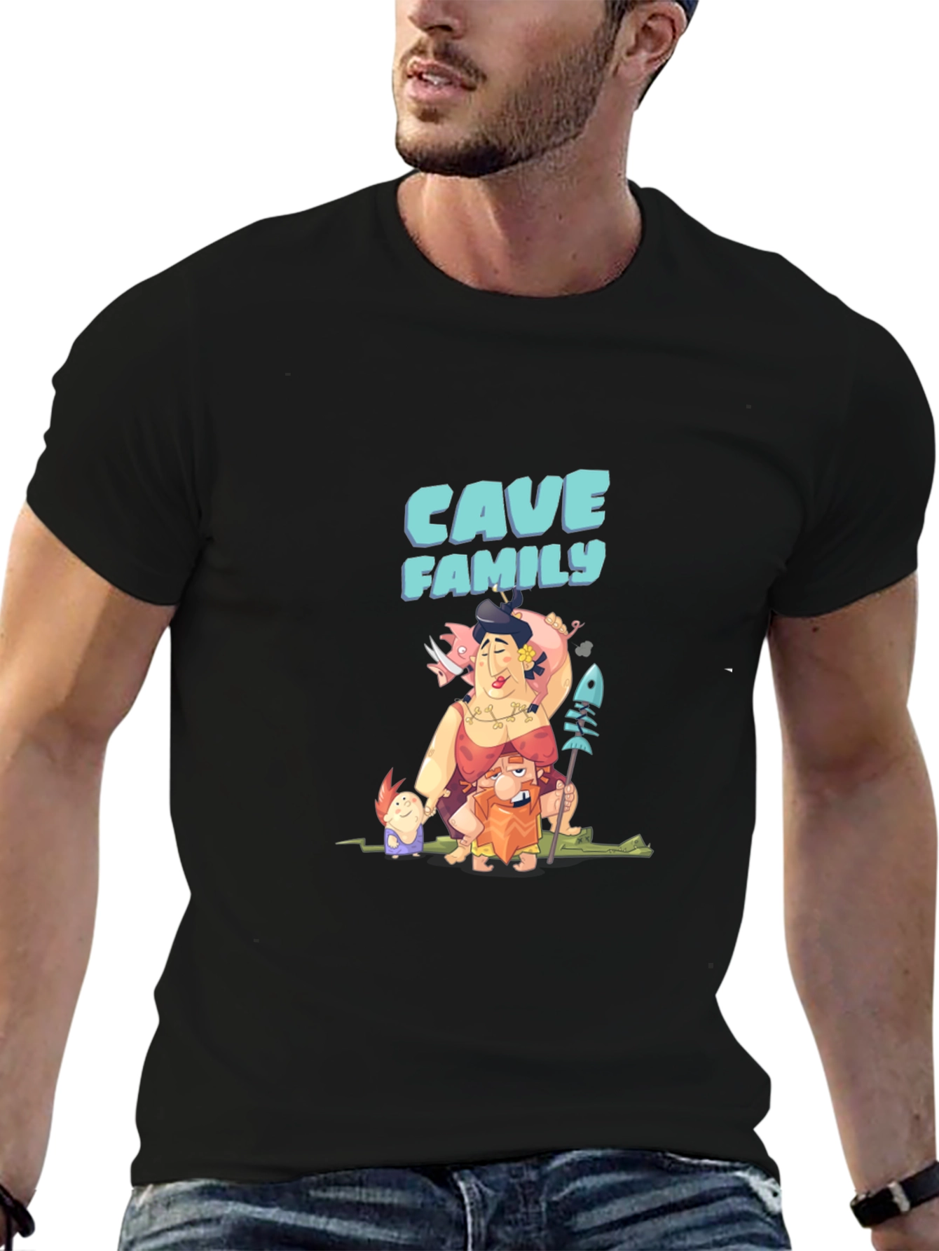 Cave Family Graphic T-Shirt - Black