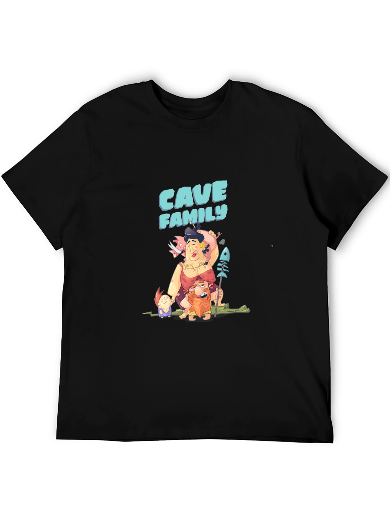 Cave Family Graphic T-Shirt - Black