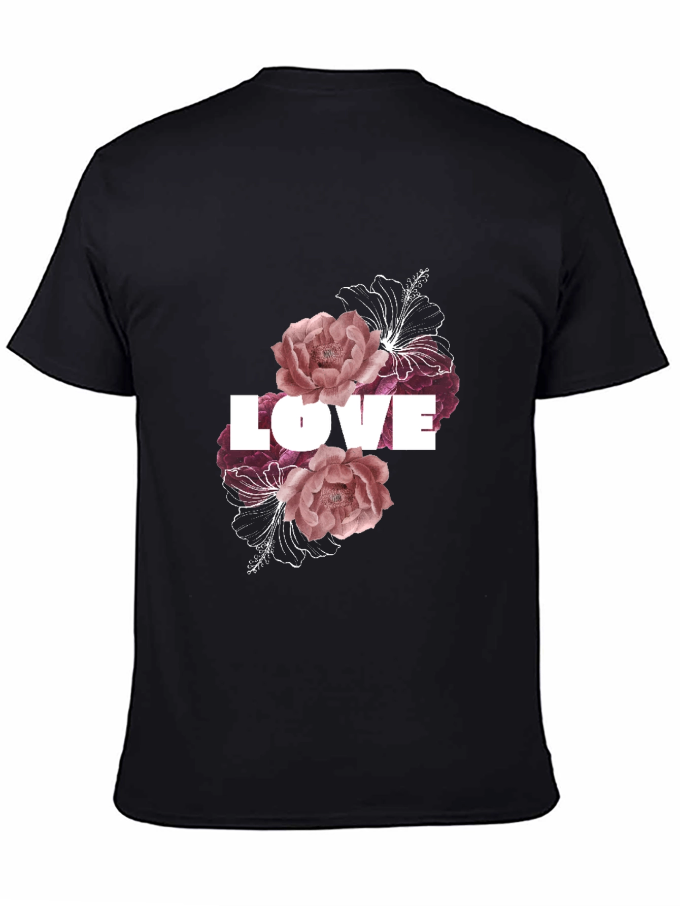 Love Floral Graphic Black Tee