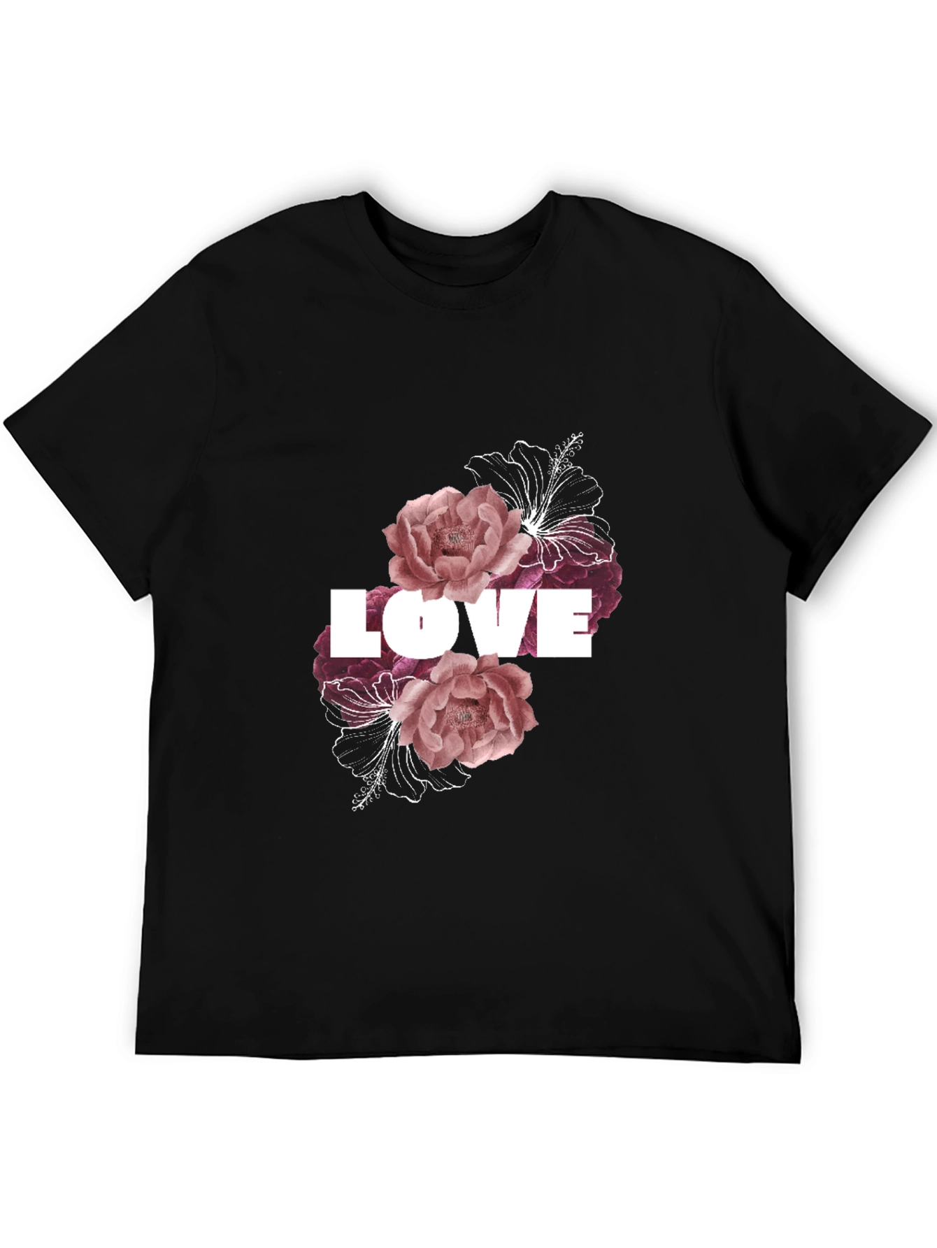 Love Floral Graphic Black Tee