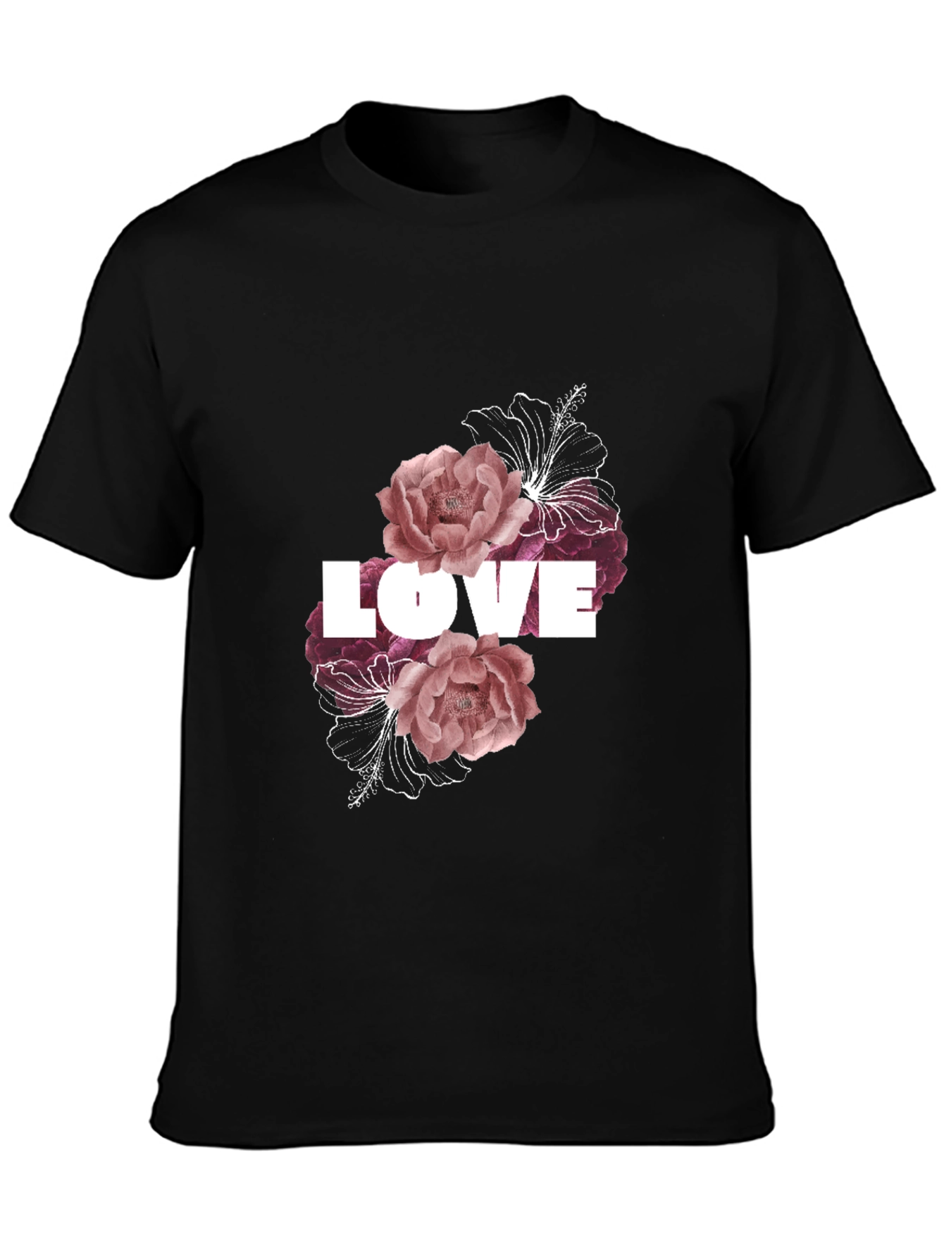 Love Floral Graphic Black Tee
