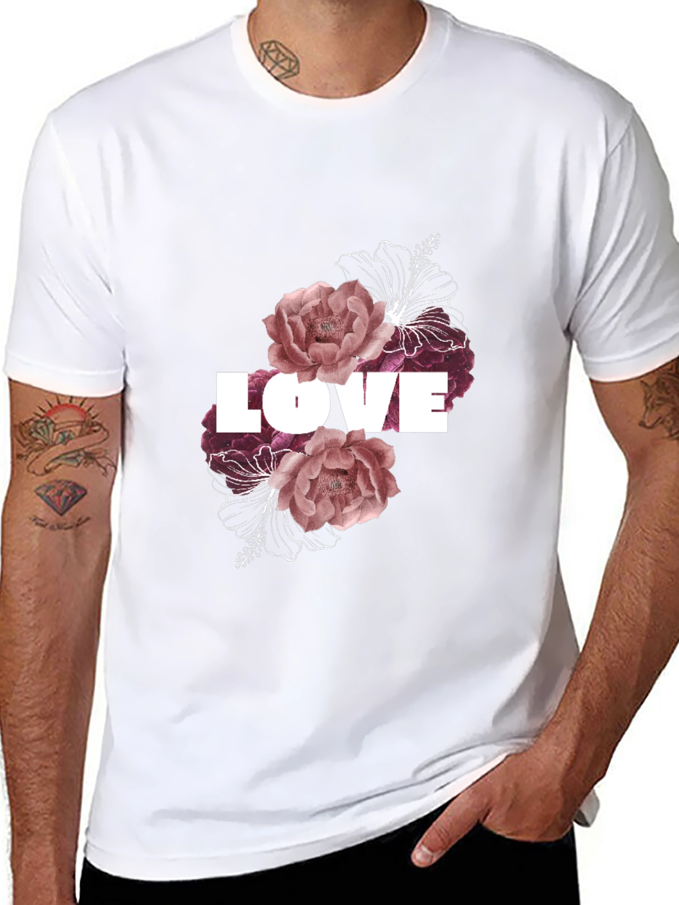 Love Floral Graphic Black Tee