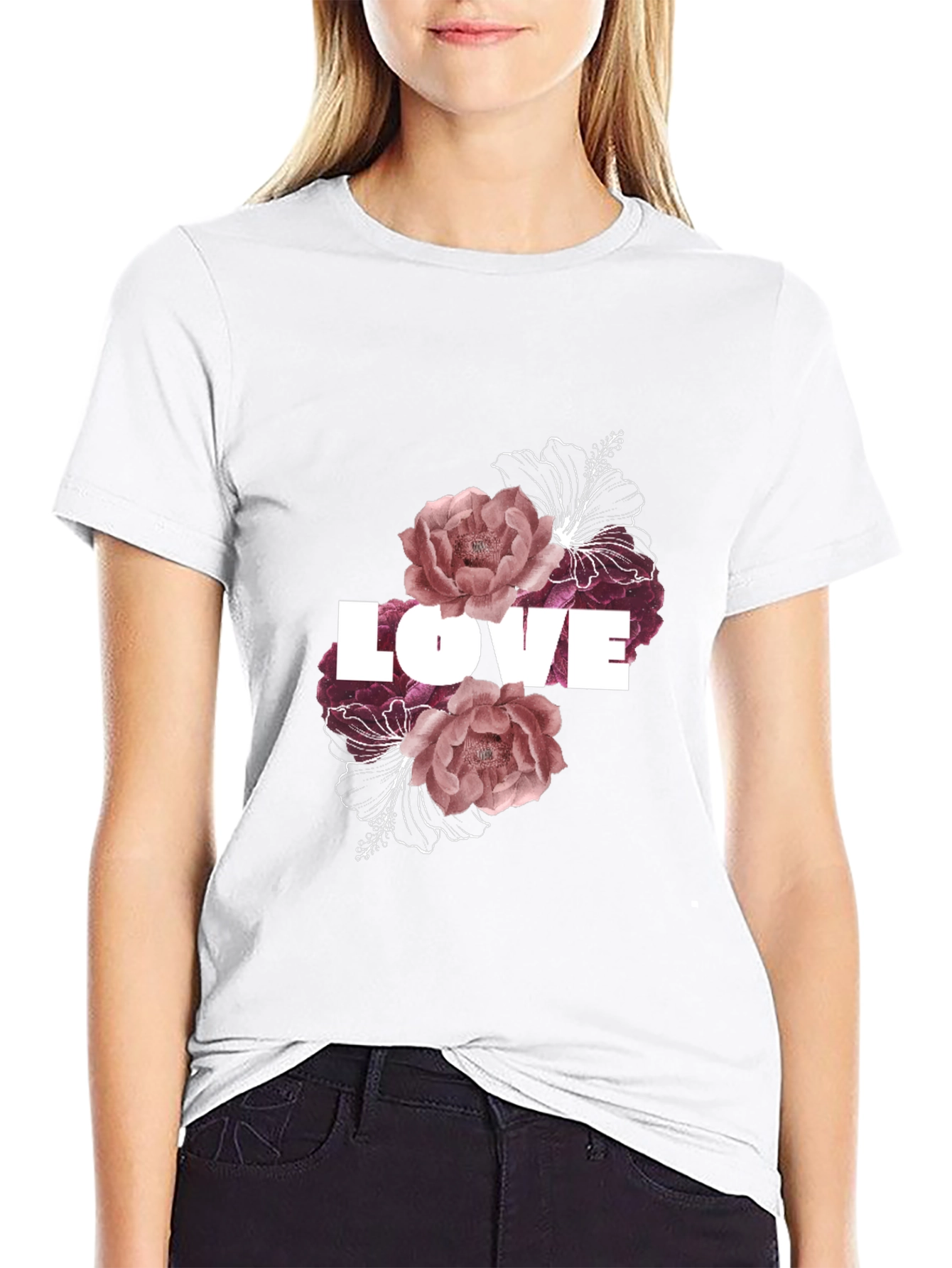 Love Floral Graphic Black Tee