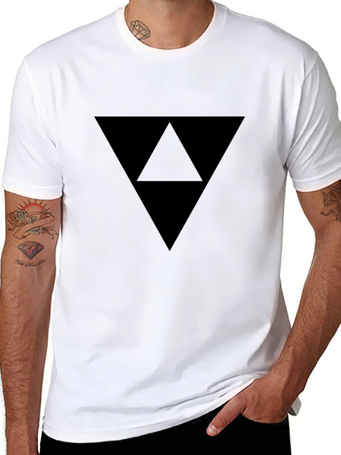Mens Black Triangle Graphic T-Shirt