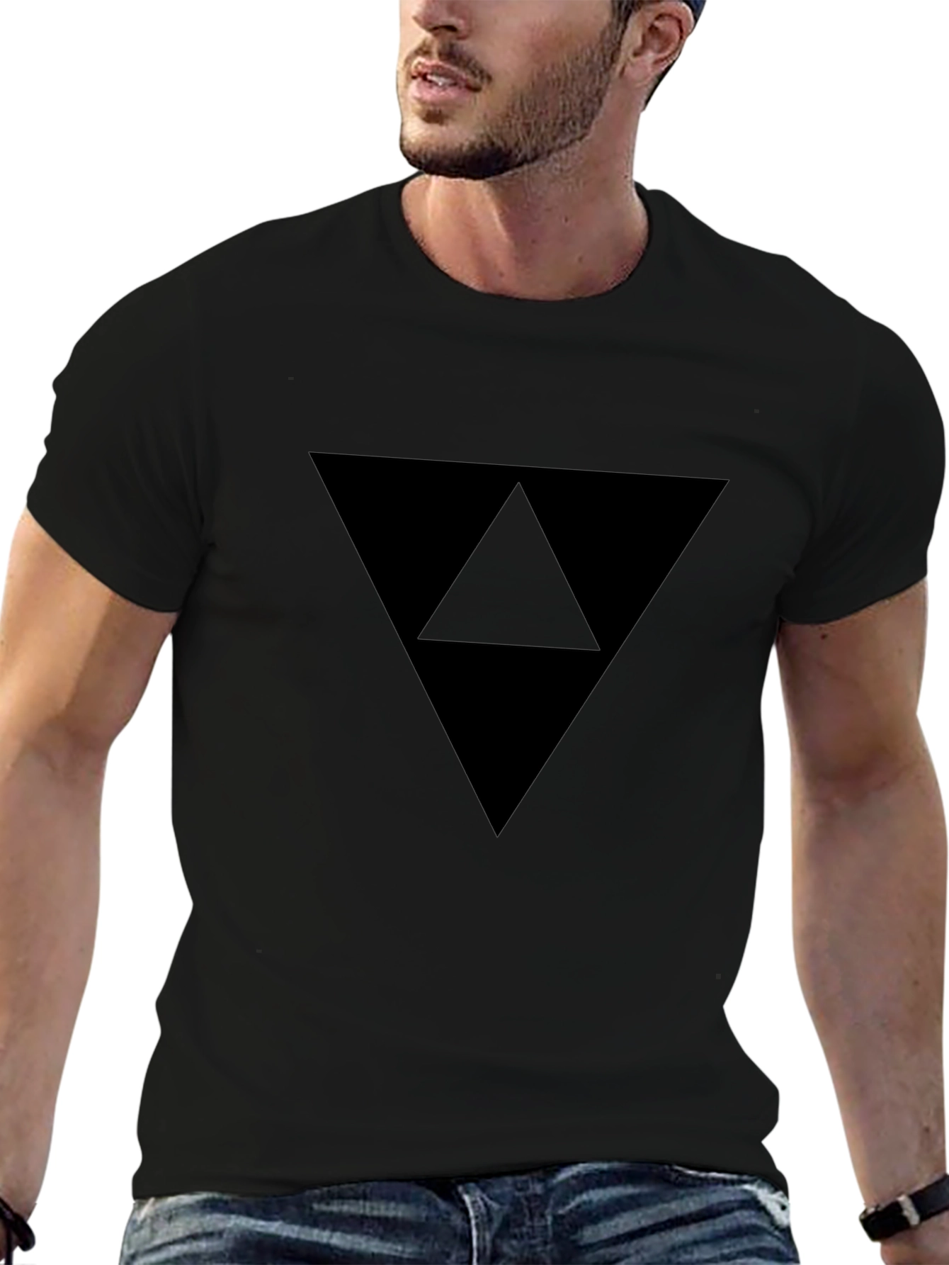 Mens Black Triangle Graphic T-Shirt