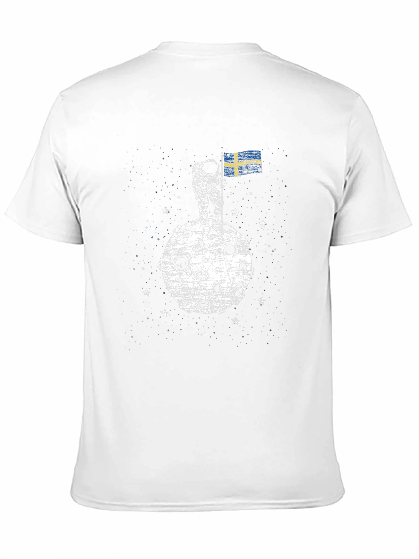 Astronaut on Moon Sweden Flag Graphic T-Shirt