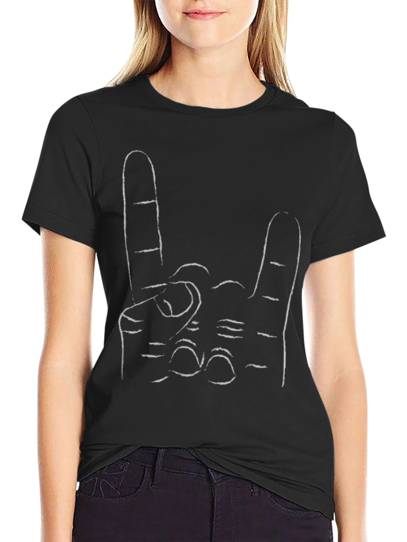 Rock On Hand Graphic Tee - Black T-Shirt