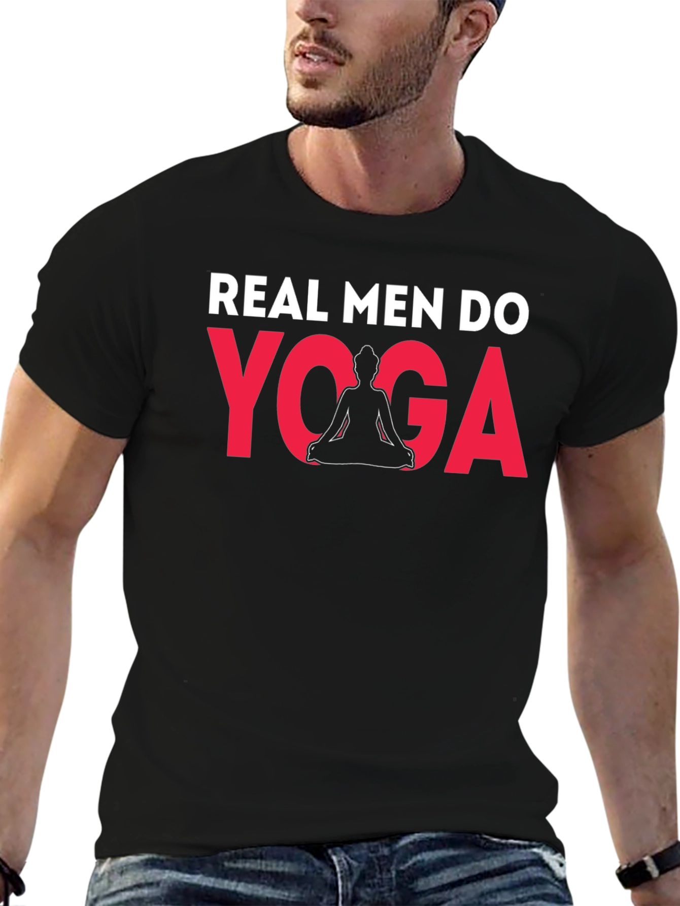 Real Men Do Yoga Graphic Tee - Black