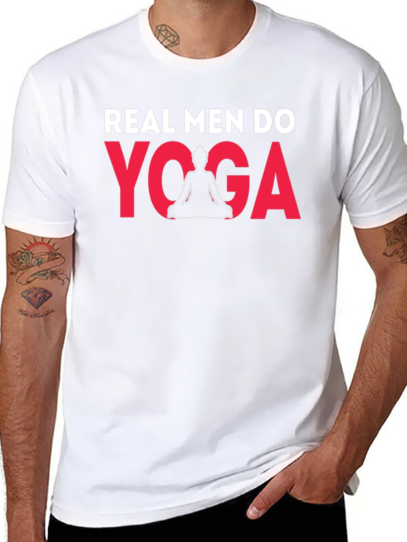 Real Men Do Yoga Graphic Tee - Black