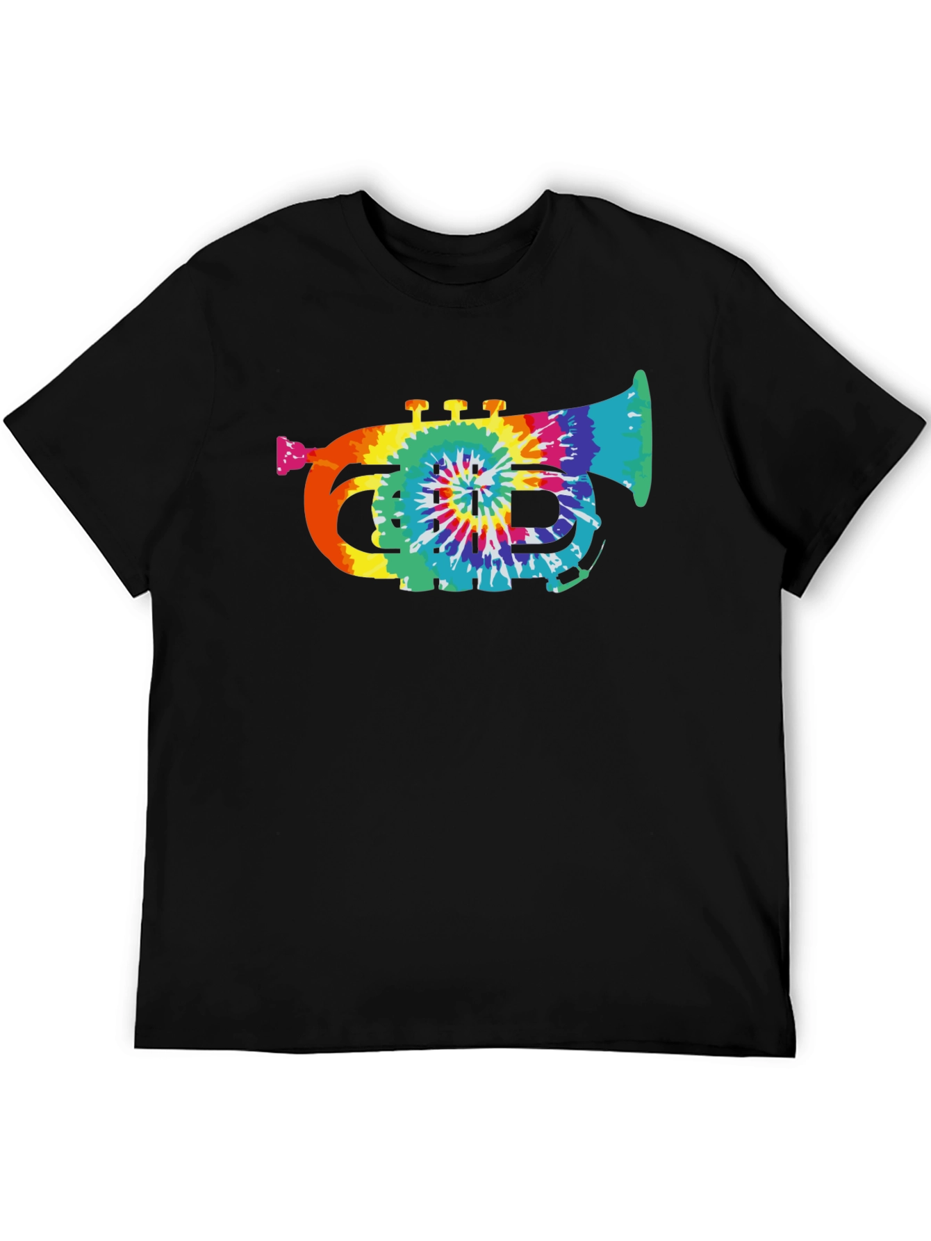 Tie Dye Trumpet Graphic Tee - Black