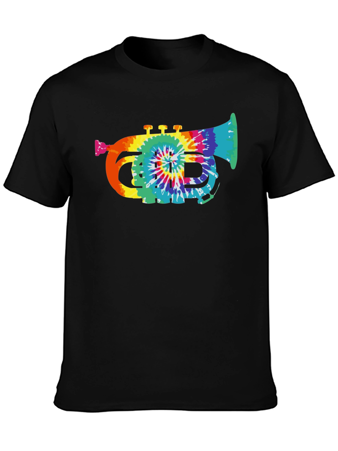 Tie Dye Trumpet Graphic Tee - Black