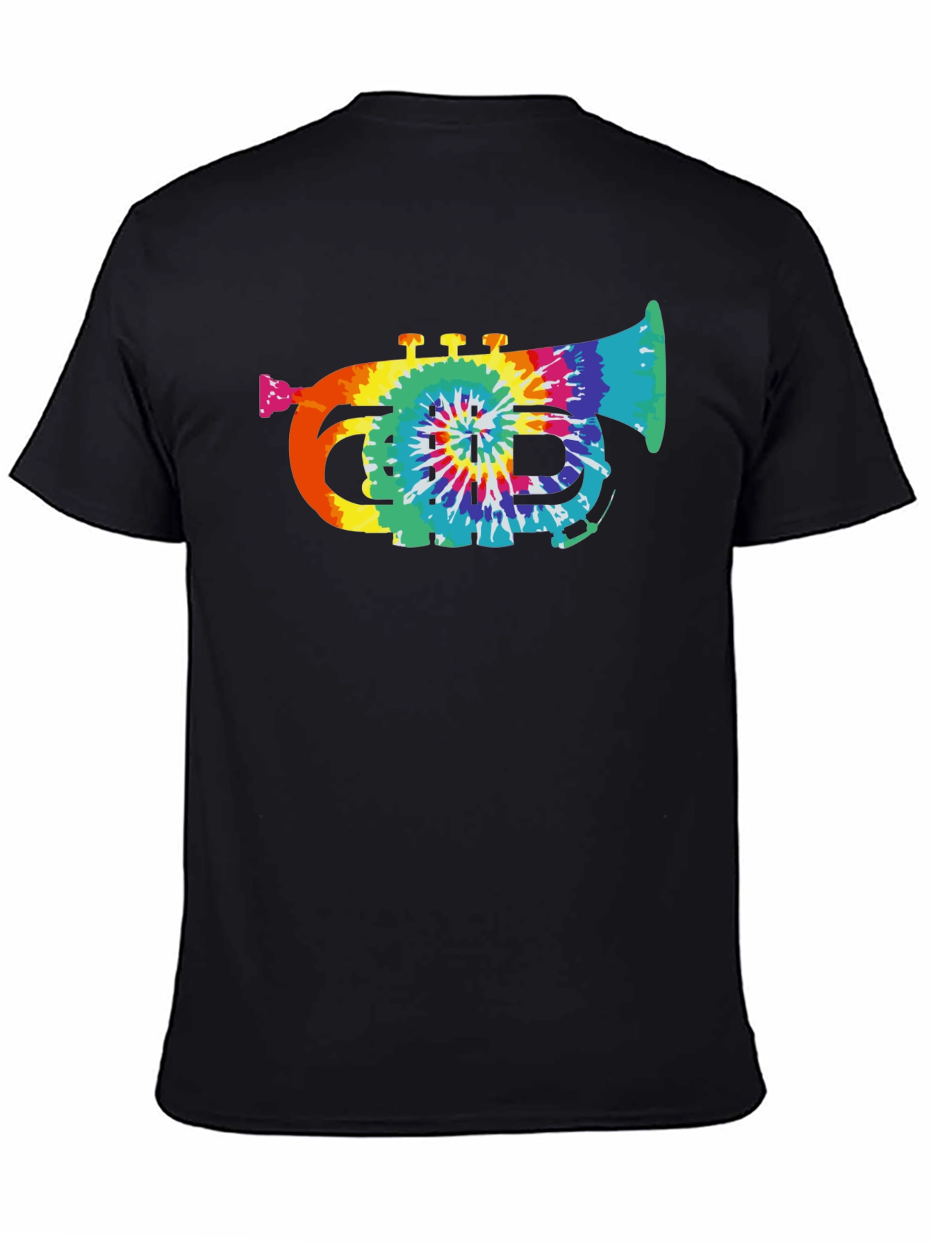 Tie Dye Trumpet Graphic Tee - Black