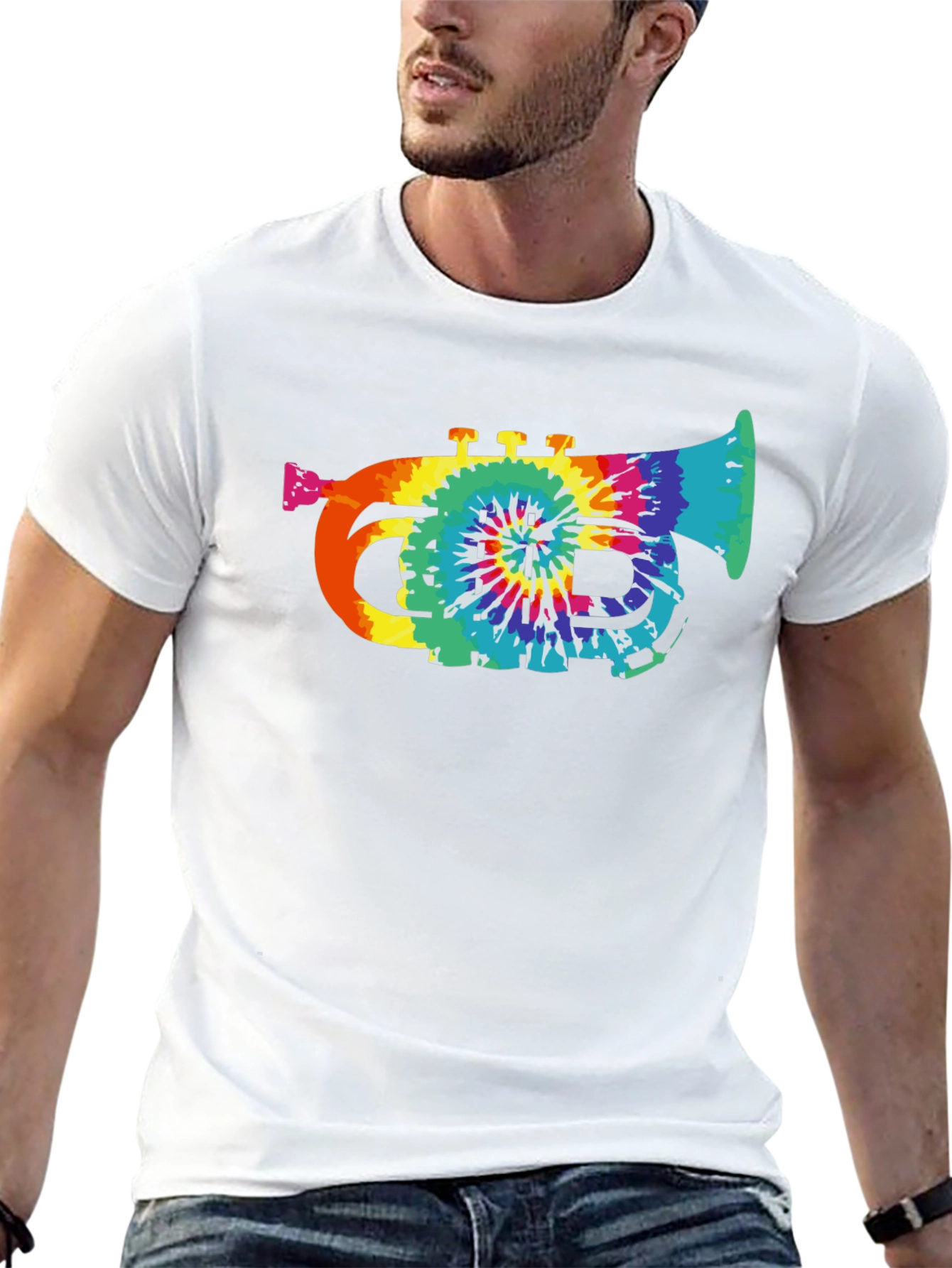 Tie Dye Trumpet Graphic Tee - Black