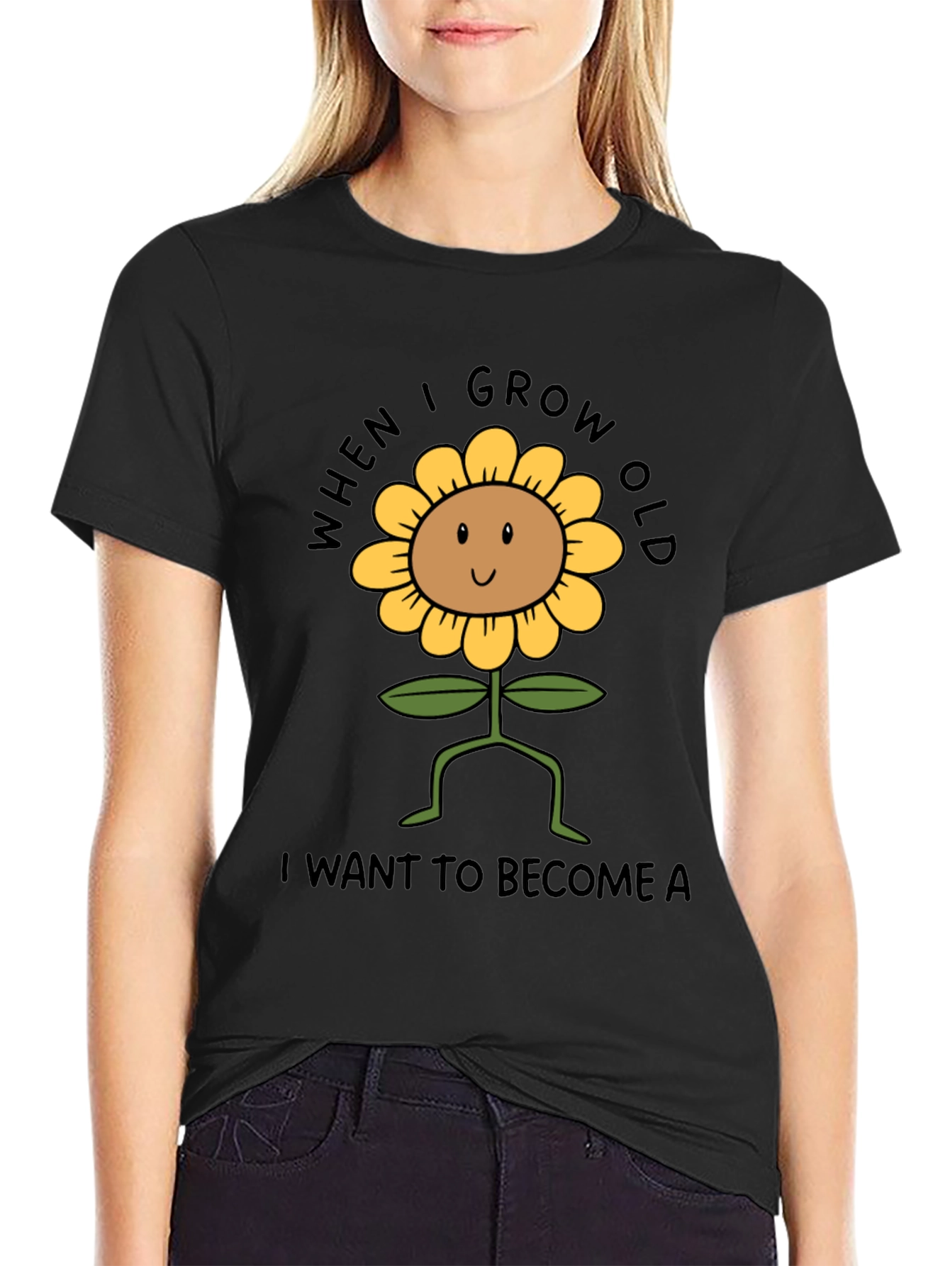 Sunflower Graphic Tee - When I Grow Old T-Shirt