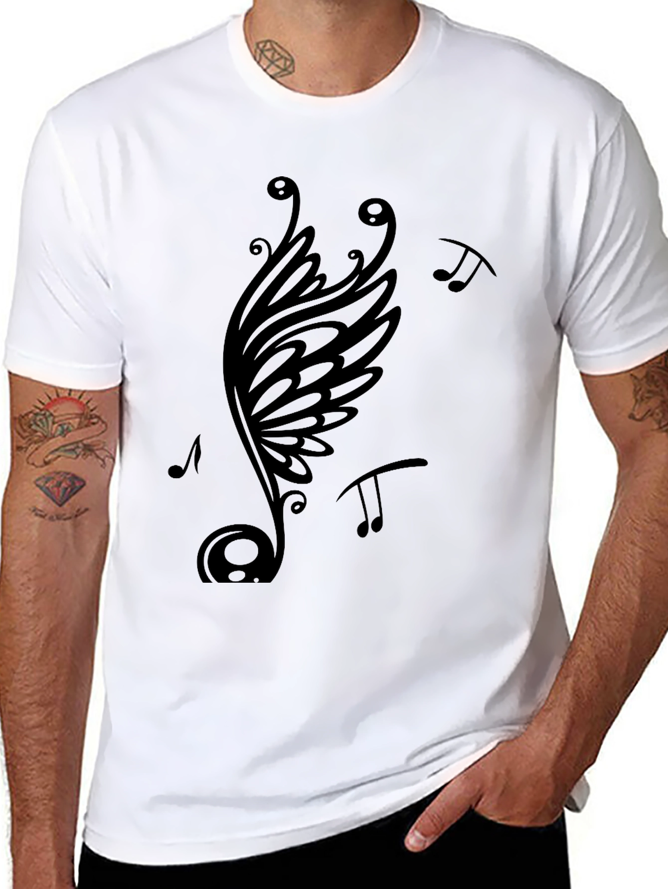 Musical Note Wing Graphic T-Shirt
