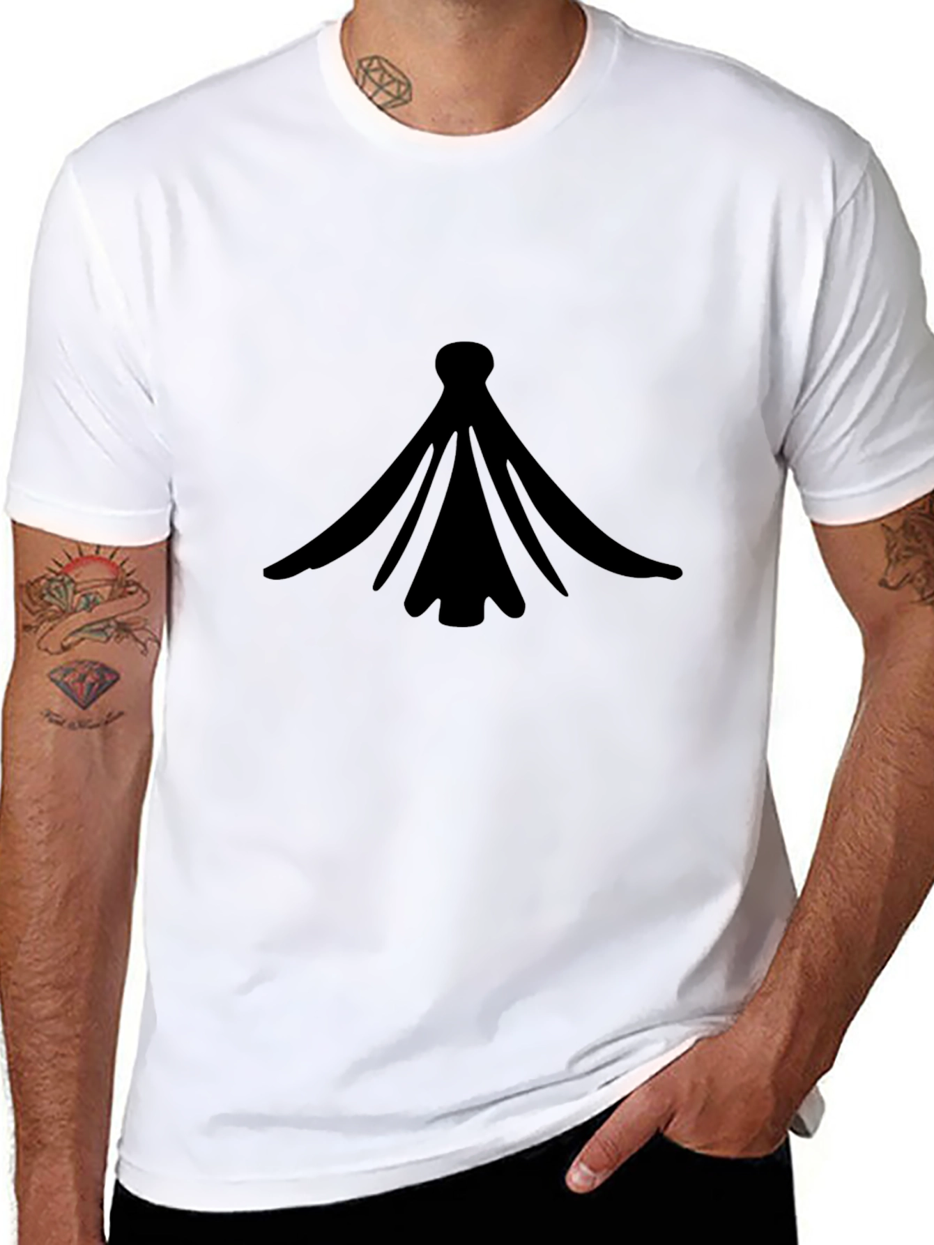 Black Graphic Tee - Abstract Design
