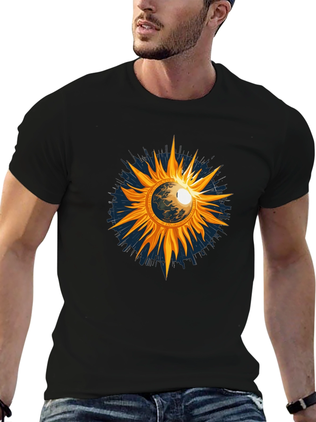 Cosmic Sun Graphic Tee - Black