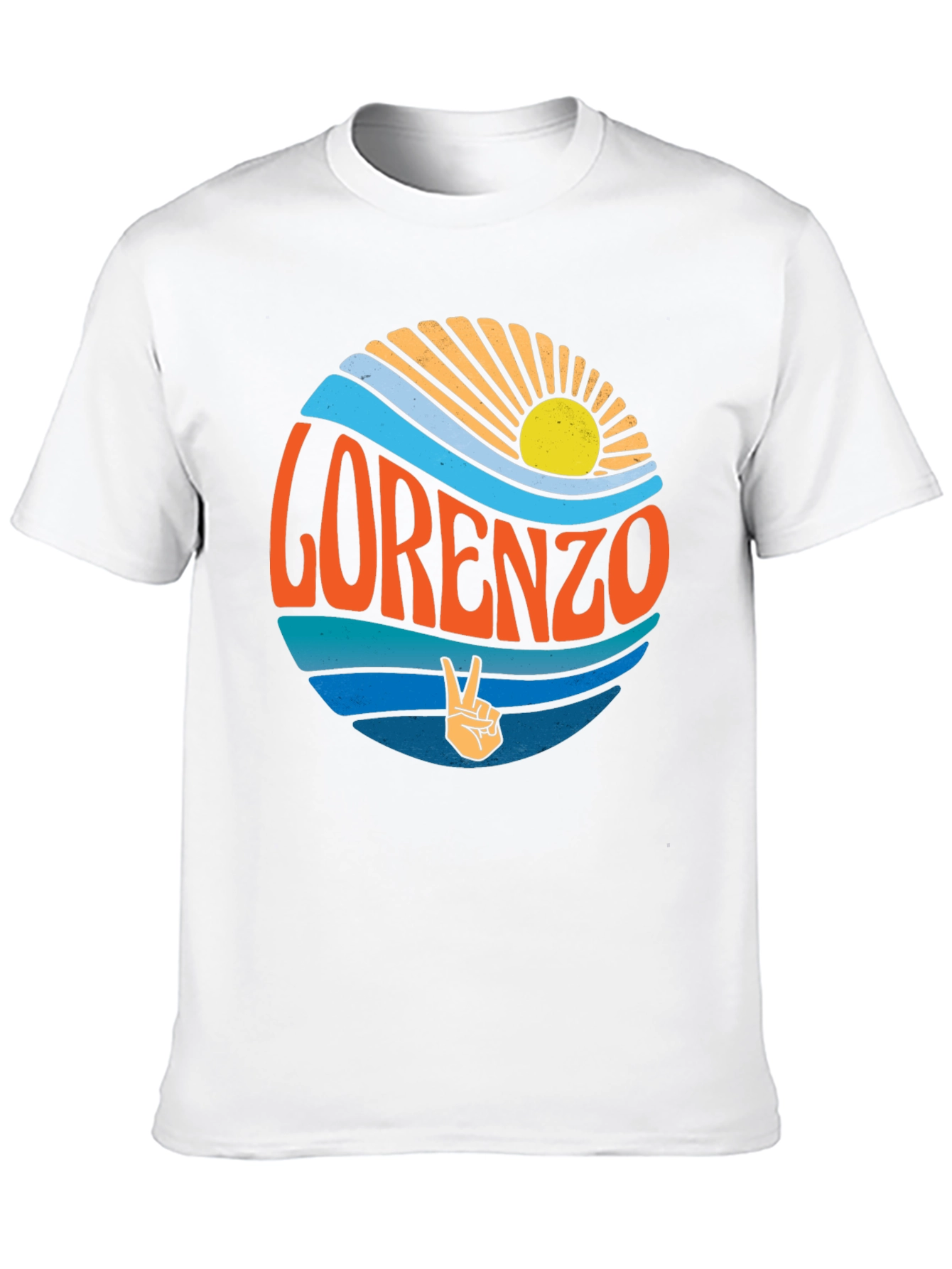 Lorenzo Retro Sun & Wave Black T-Shirt