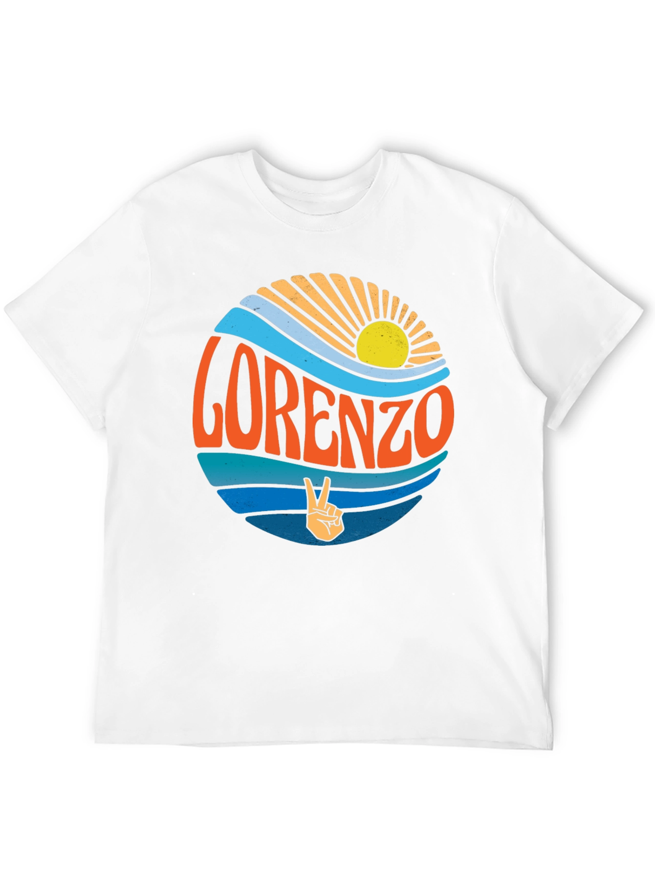Lorenzo Retro Sun & Wave Black T-Shirt