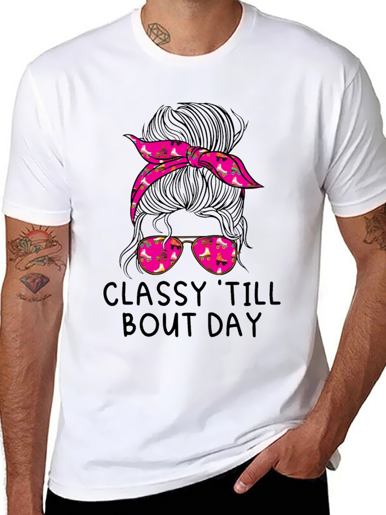 Classy Messy Bun Roller Skate T-Shirt