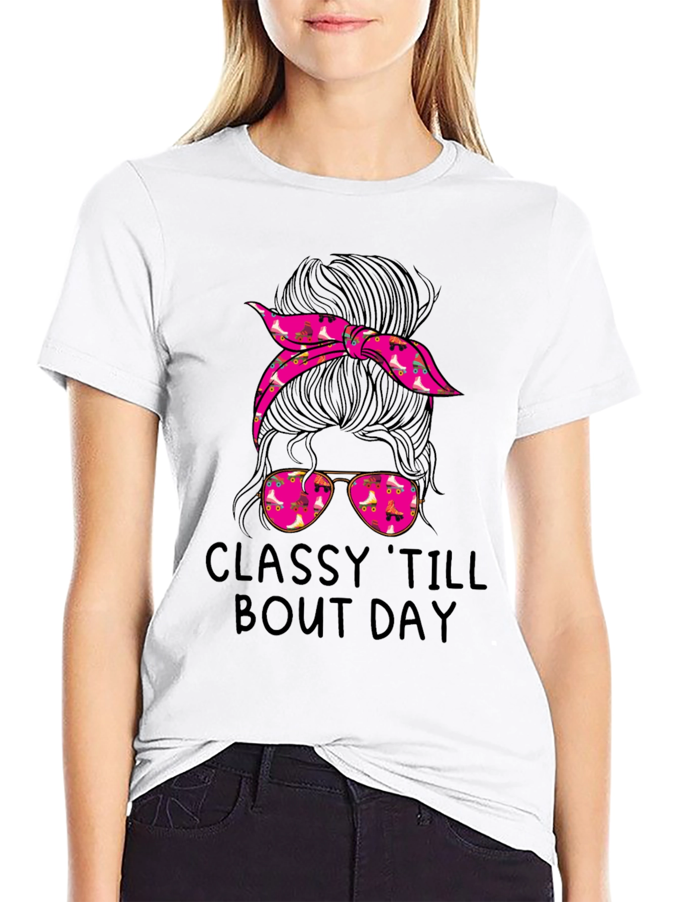 Classy Messy Bun Roller Skate T-Shirt