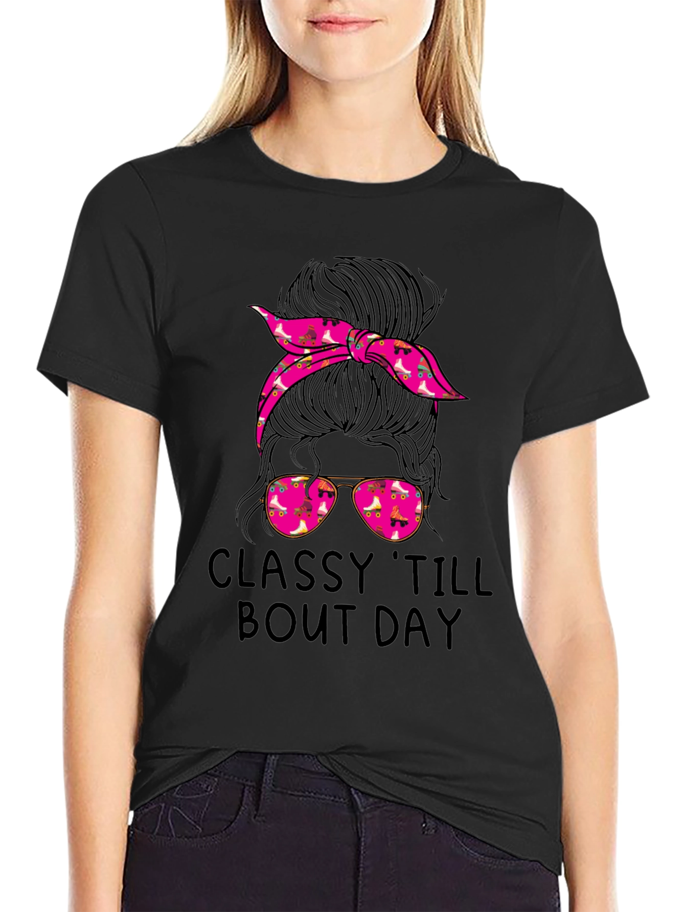 Classy Messy Bun Roller Skate T-Shirt
