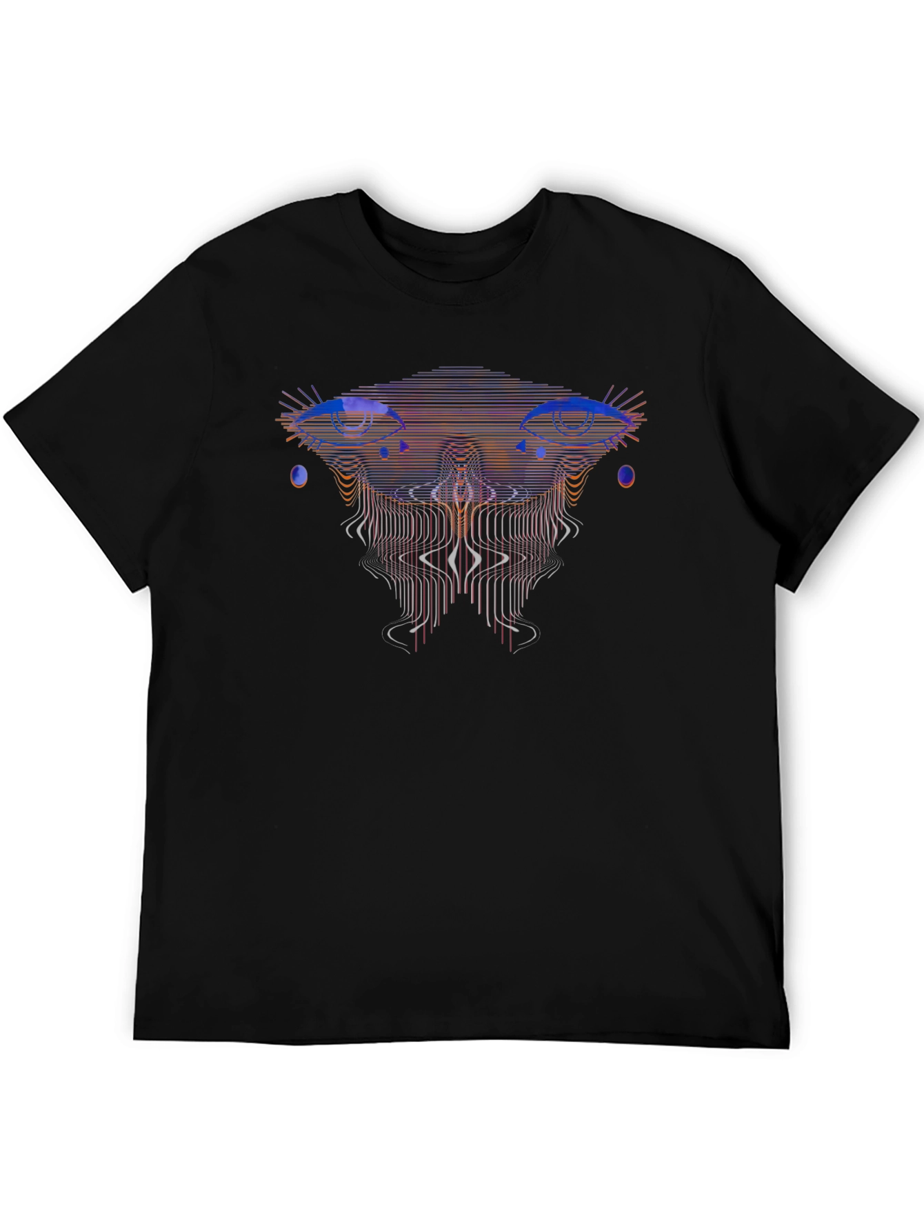 Abstract Eyes Graphic Black T-Shirt