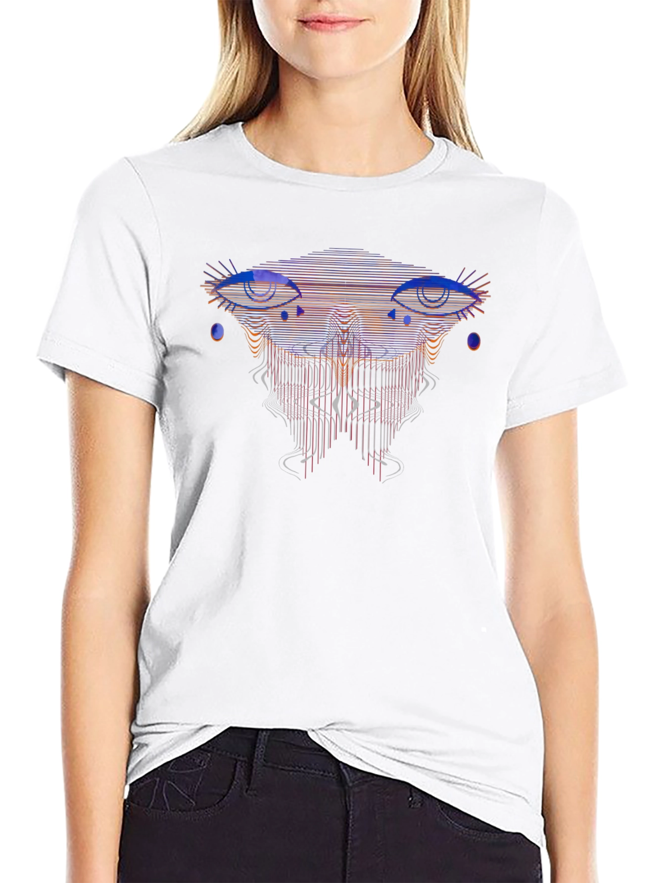 Abstract Eyes Graphic Black T-Shirt